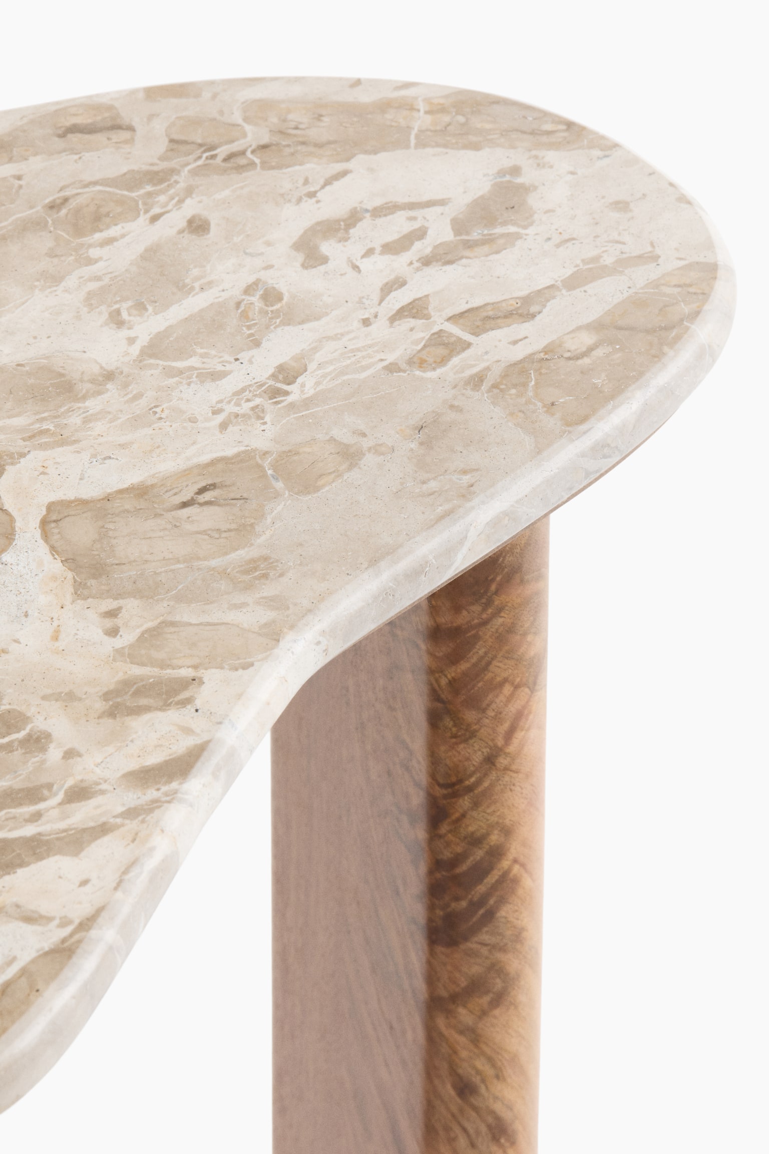 Marble-top side table - Beige/Brown/Beige/Dark brown - 3