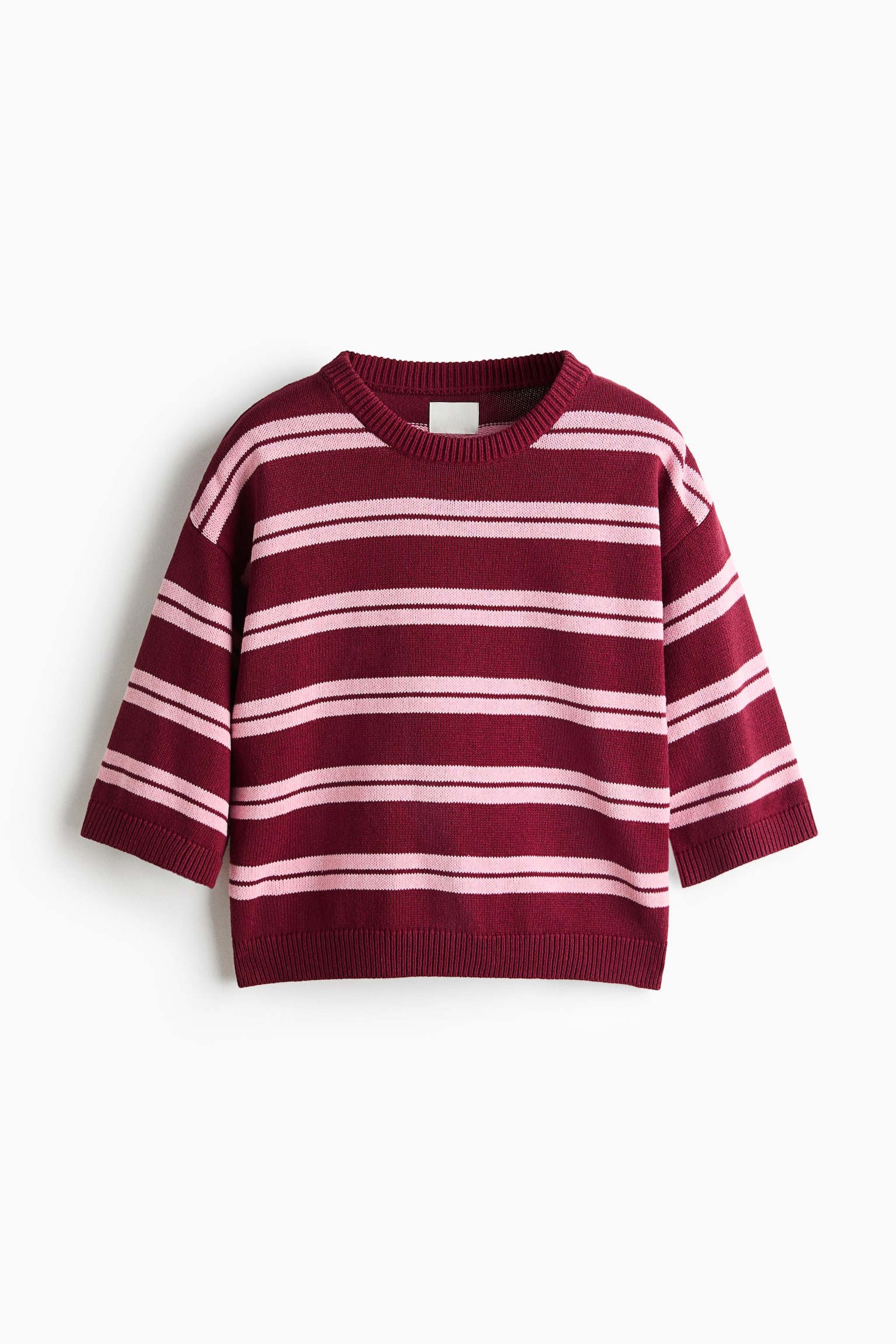 Knitted T-shirt - Dark red/Striped/Navy blue/Striped/Red/Pink/Striped/Cream/Striped/Navy blue/Striped