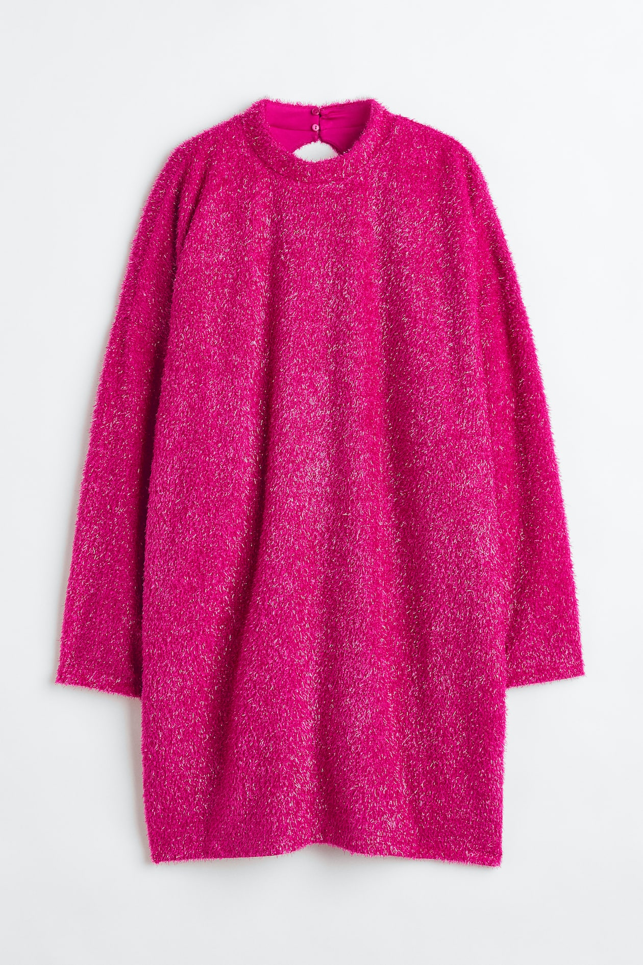 h&m pink glitter dress Women's Cerise Glittery long sleeves