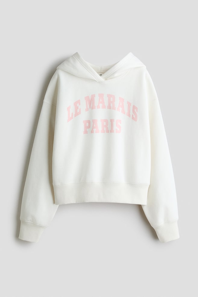 Oversized Hoodie with Motif - White/Le Marais/Dark brown/Amour - 1
