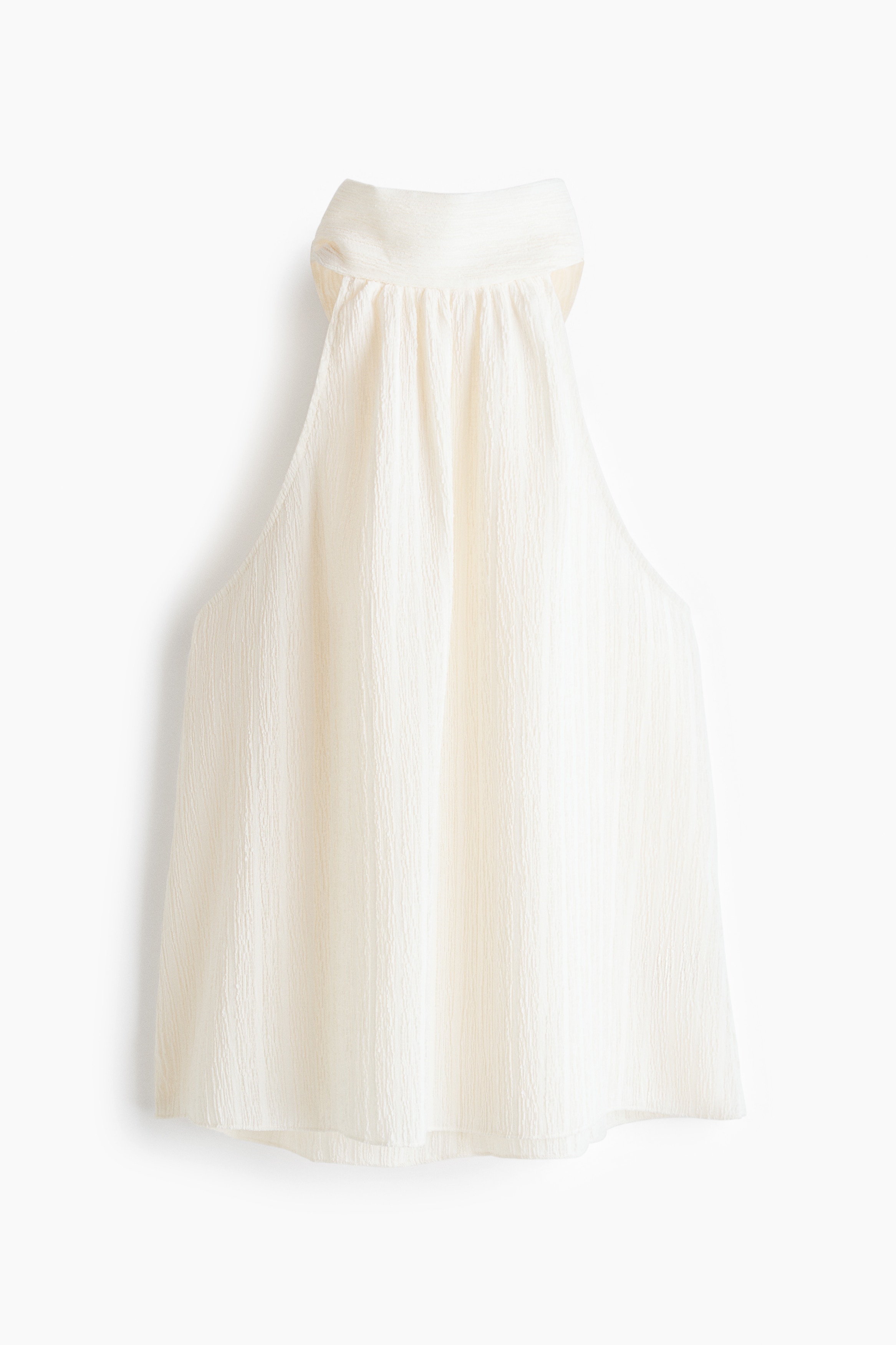 Textured halterneck top-Cream