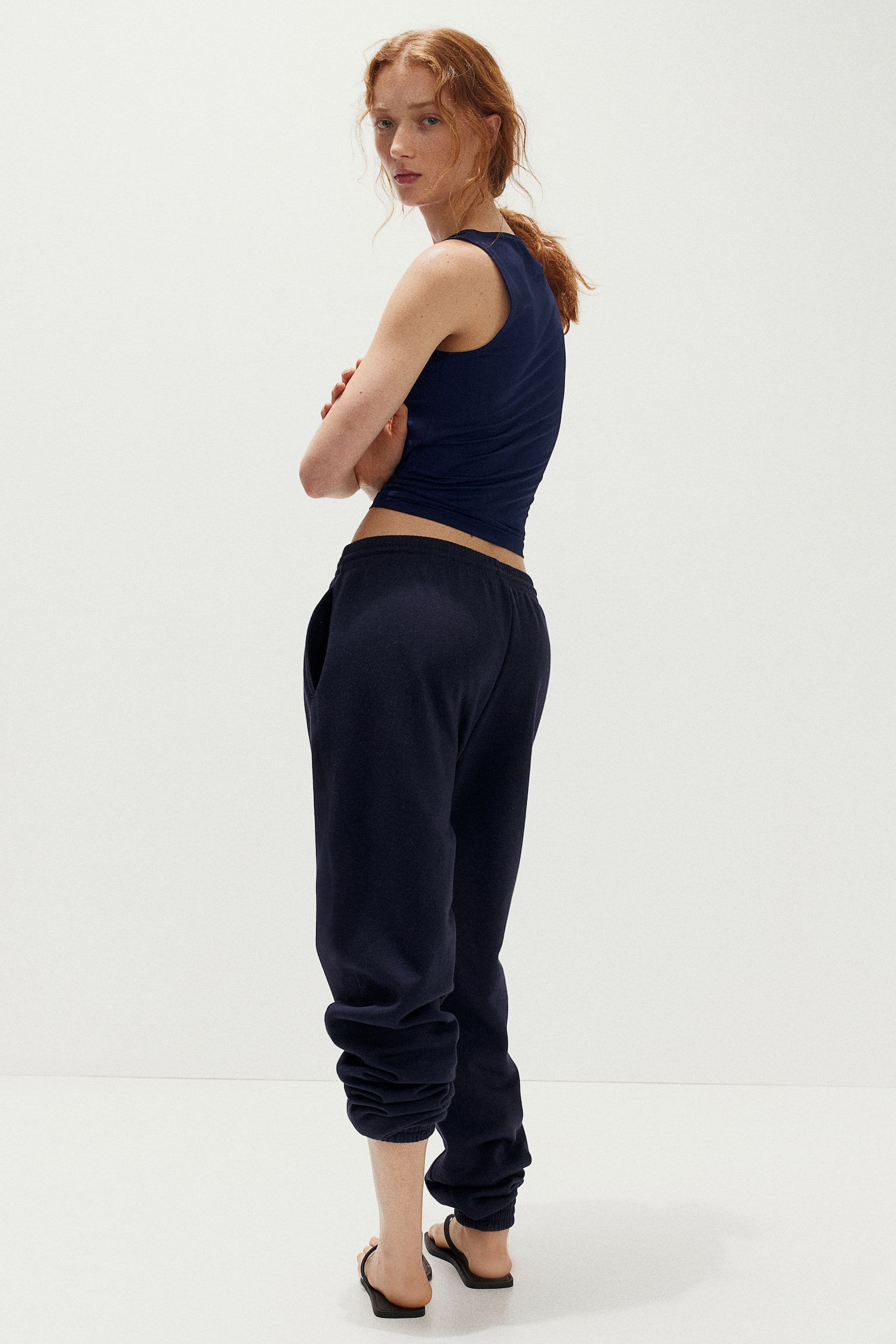 High-waisted joggers - Navy blue/Black/Dusty pink/Dark red/Light blue/Dark grey/Light turquoise/Light grey marl/Light pink/Dusty green/Dark grey/Light beige/White/Light beige marl/Pink/Mint green/Bright blue/Light blue/Light purple/Cerise/Light greige - 7