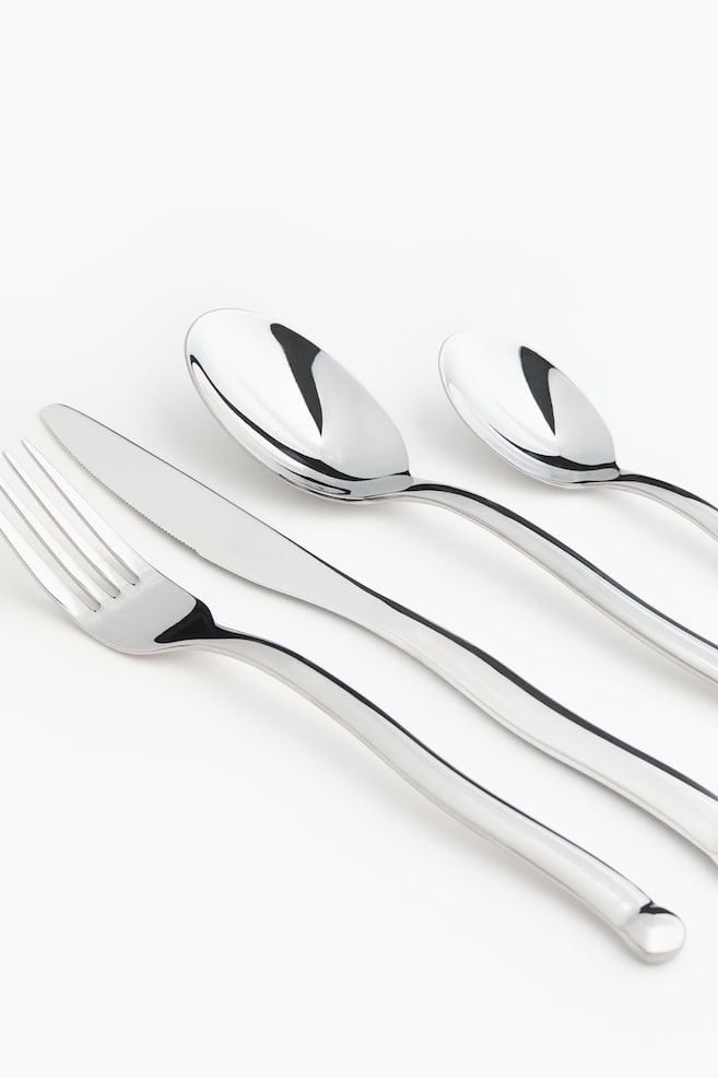 16-Piece Stainless Steel Cutlery Set-Silver-colored - 3