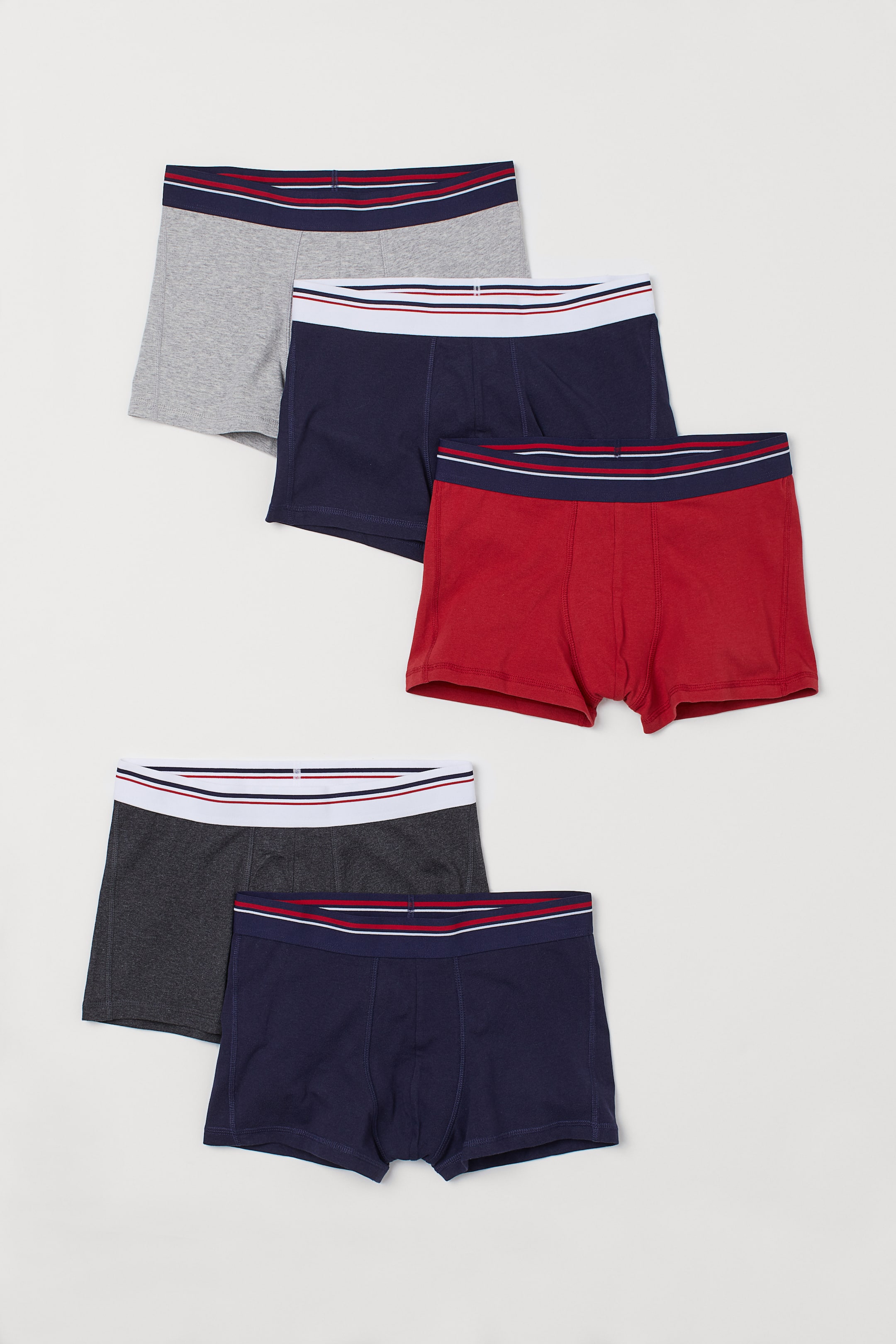 View larger image: 5-pack short cotton trunks - Dark blue/Red - Men | H&M HK 1