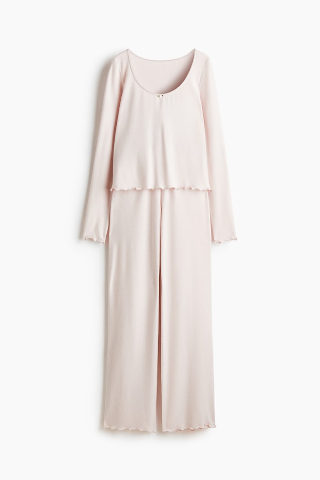 Pigiama in jersey spazzolato - Rosa pallido/Blu tortora/Crema - 1