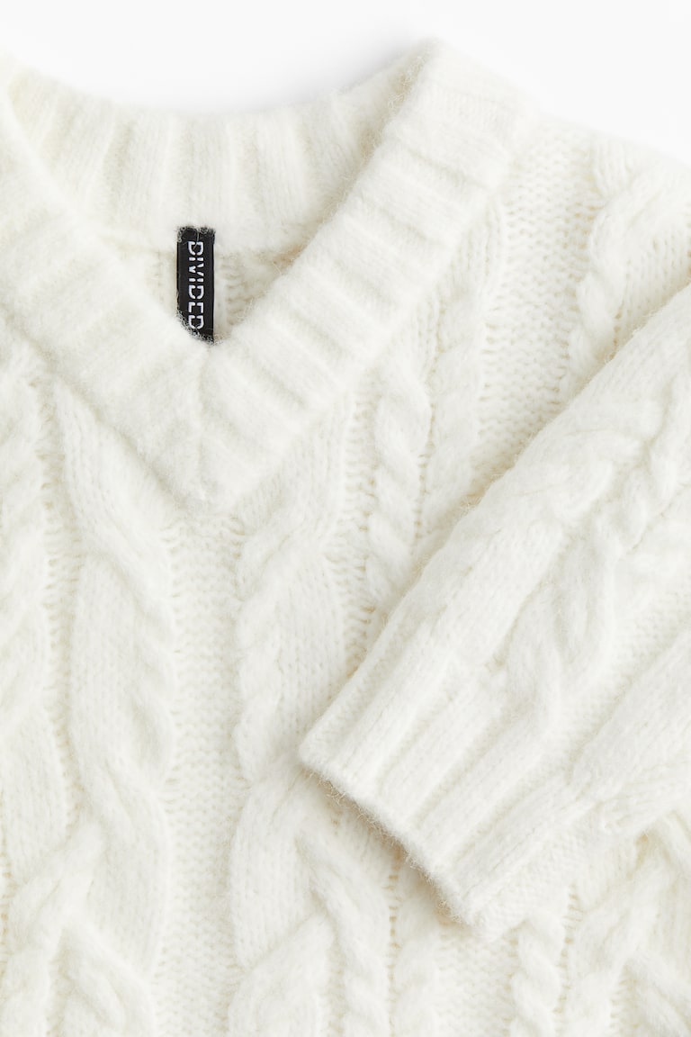 V-neck cable-knit jumper Cream Ladies H&M GB