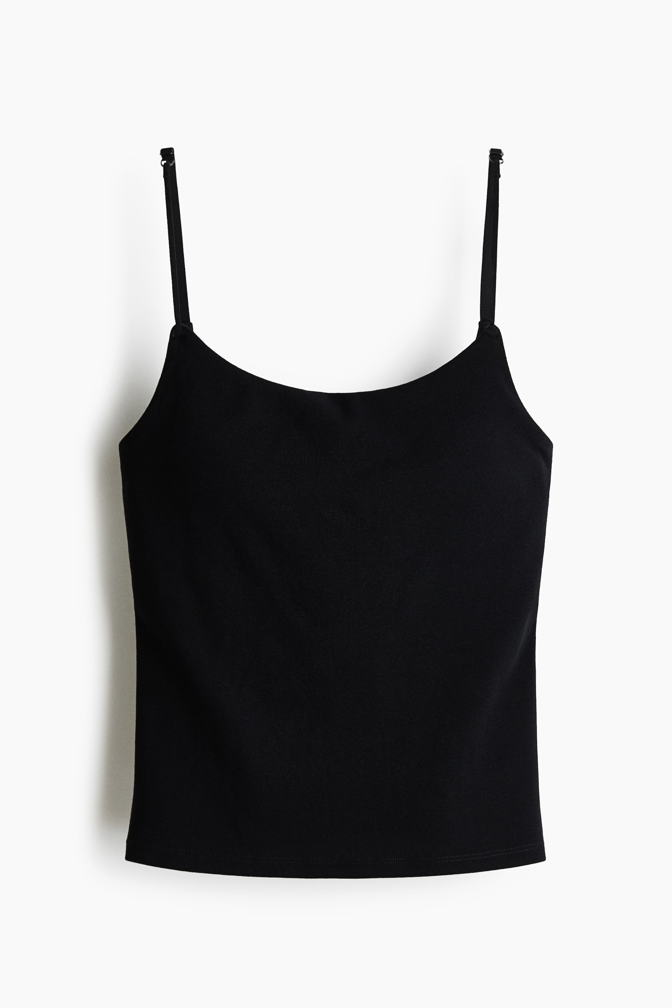 이미지 확대 보기: Integral-bra cotton strappy top - Black - 여성 | H&M KR 1