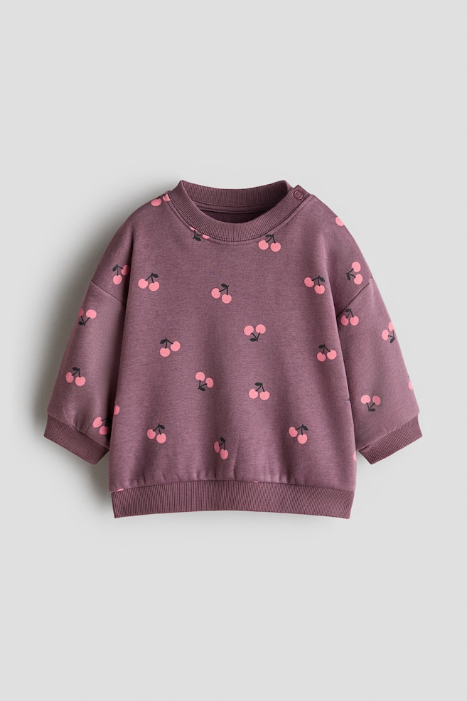 Printed Sweatshirt - Purple/cherries/Light pink/floral/Light dusty blue/floral/Light dusty pink/hearts/Light pink/ghost/Light dusty pink/leopard print/Light pink/floral/Cream/cherries/Mint green/Le Marais - 1