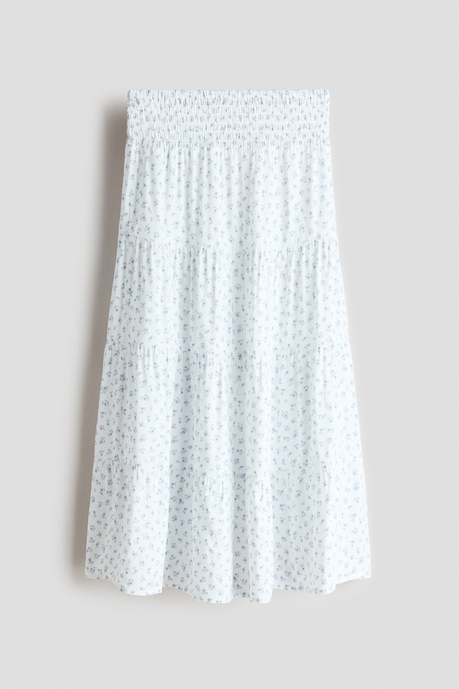 Tiered Skirt - White/floral/Black/Light blue/White - 1