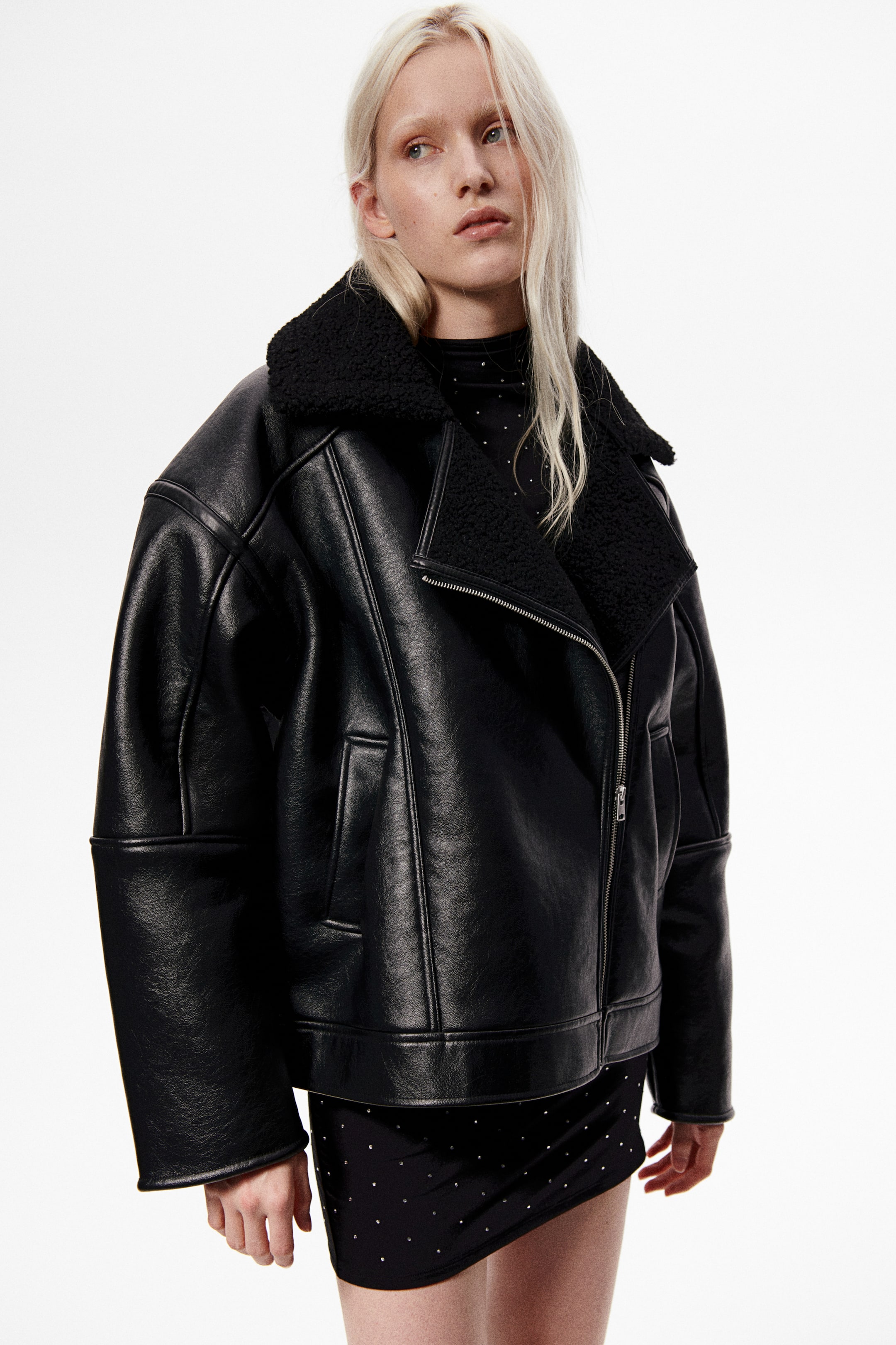 Teddy-lined biker jacket