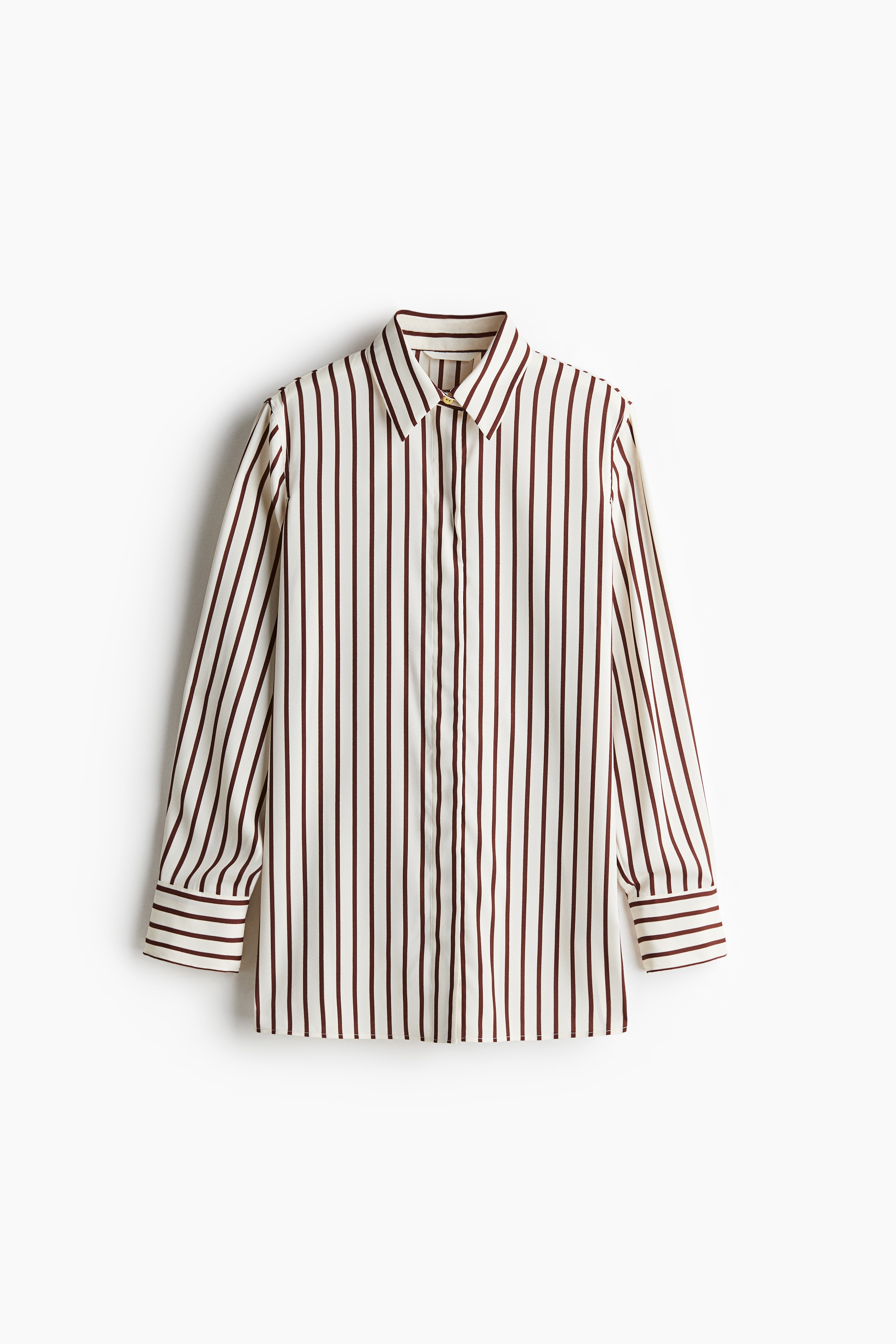 Hilton ブラウンストライプシャツ M クレープシャツ - ホワイト／ブラウンストライプ - レディース | H&M JP