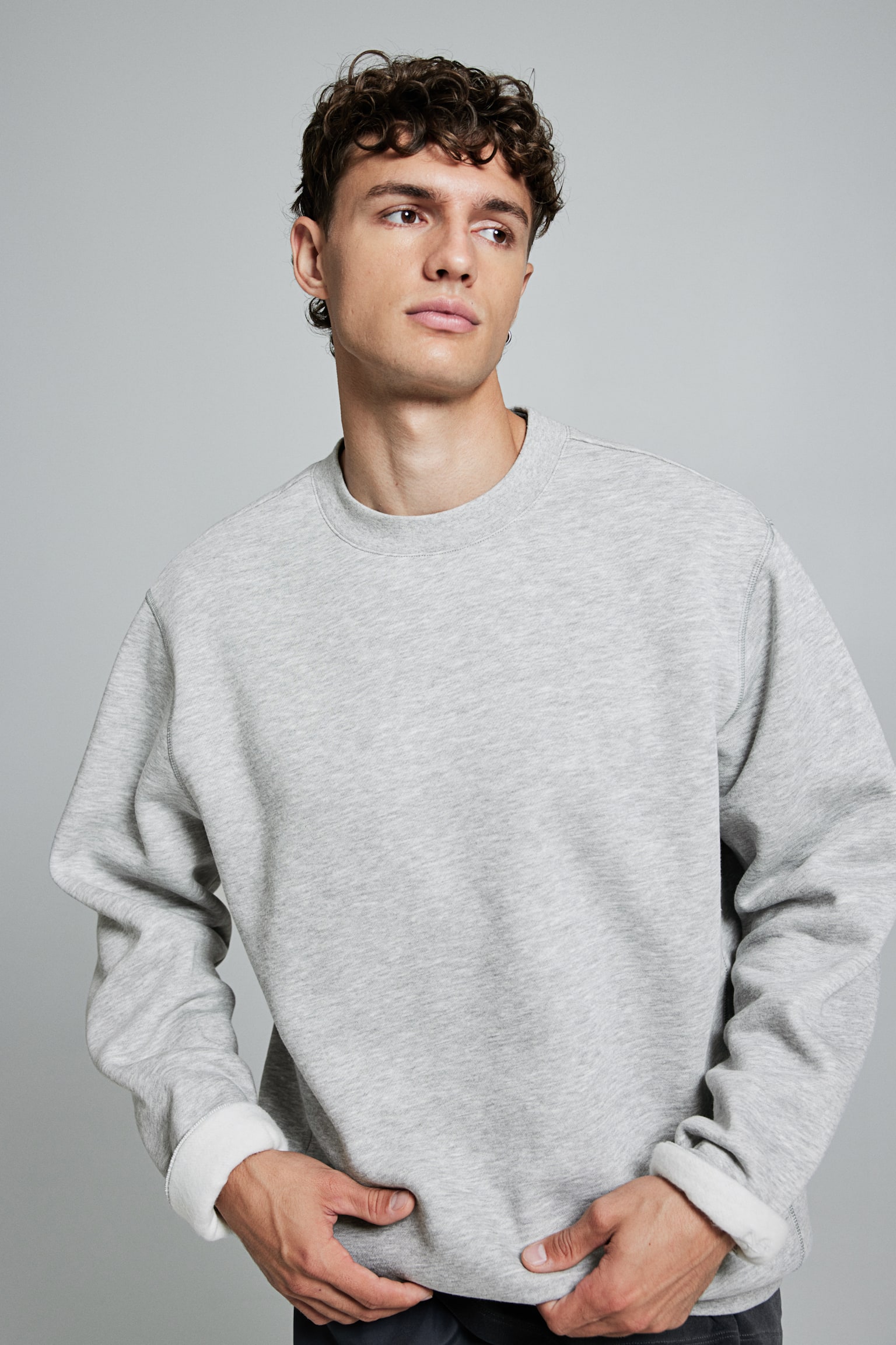 Sports sweatshirt in DryMove™ - Light grey marl/Black - 5