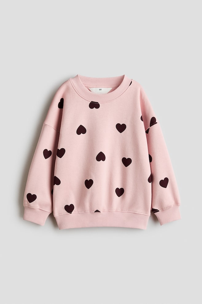 Oversized brushed-inside sweatshirt - Light pink/Hearts/Cream/Spotted/Dusty purple/Leopard print/Dark grey/Hearts/Cream/Pink/Hearts/Dark pink/Cream/Hearts/White/Hearts/Blue/Hearts/Light purple/White/Hearts - 1