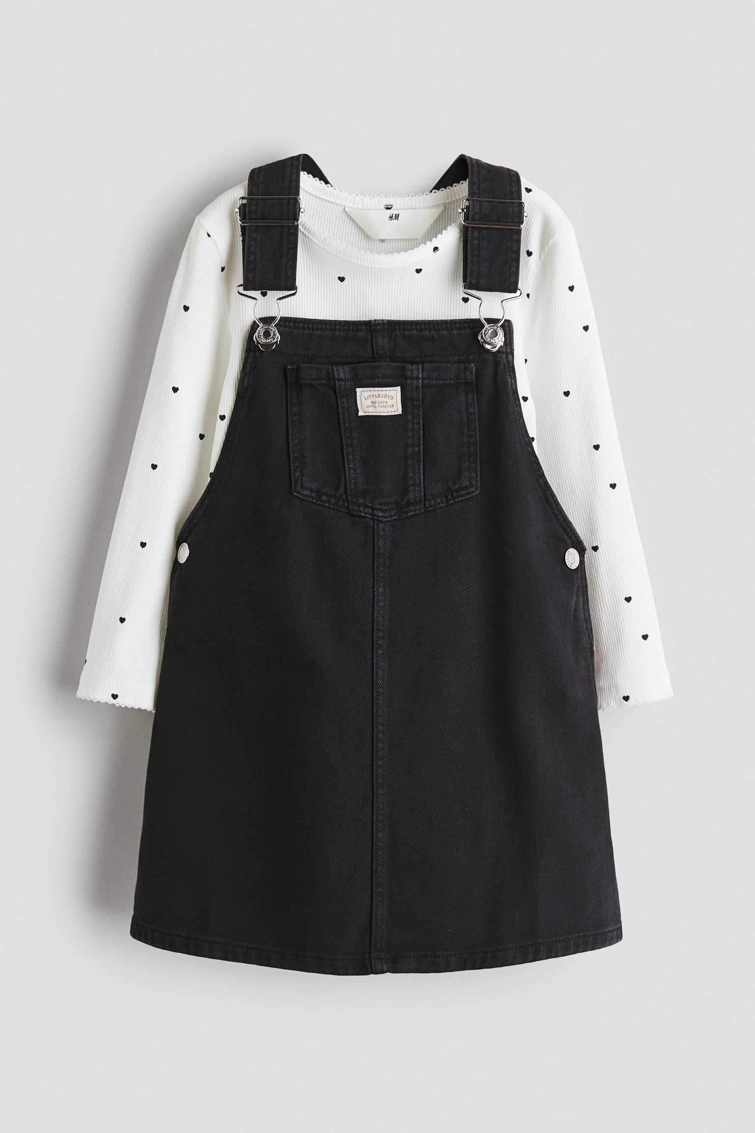 2-piece cotton set - Black/Polka dot/Light pink/Hearts
