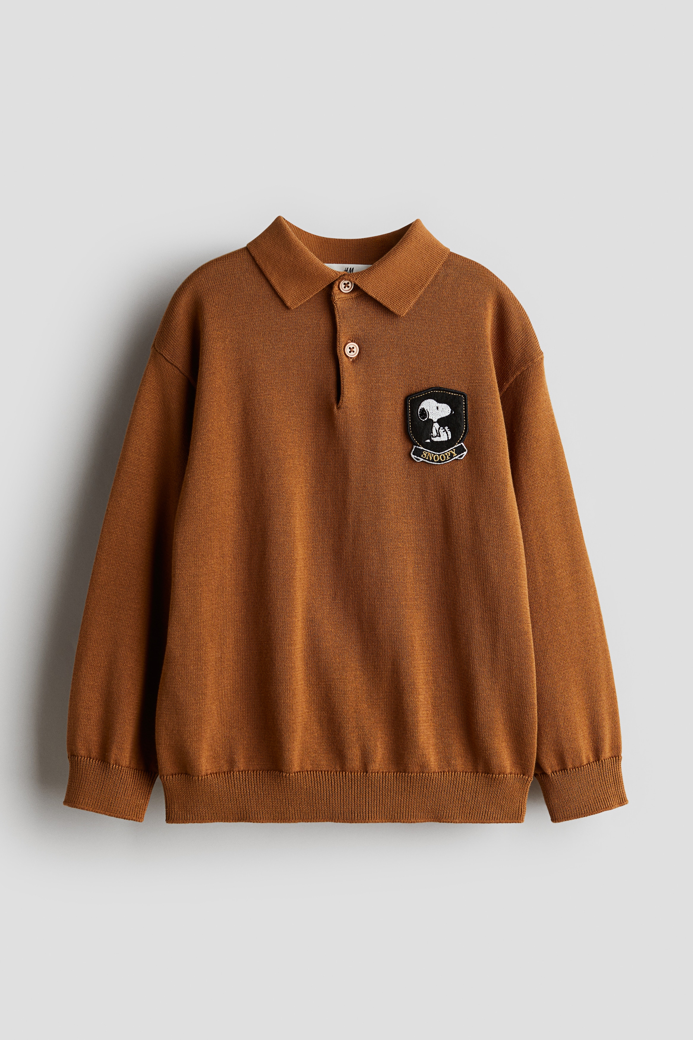 Garçon - Polo en maille fine Marron clair/Snoopy - Size: 110/116 (4-6Y)  - H&M