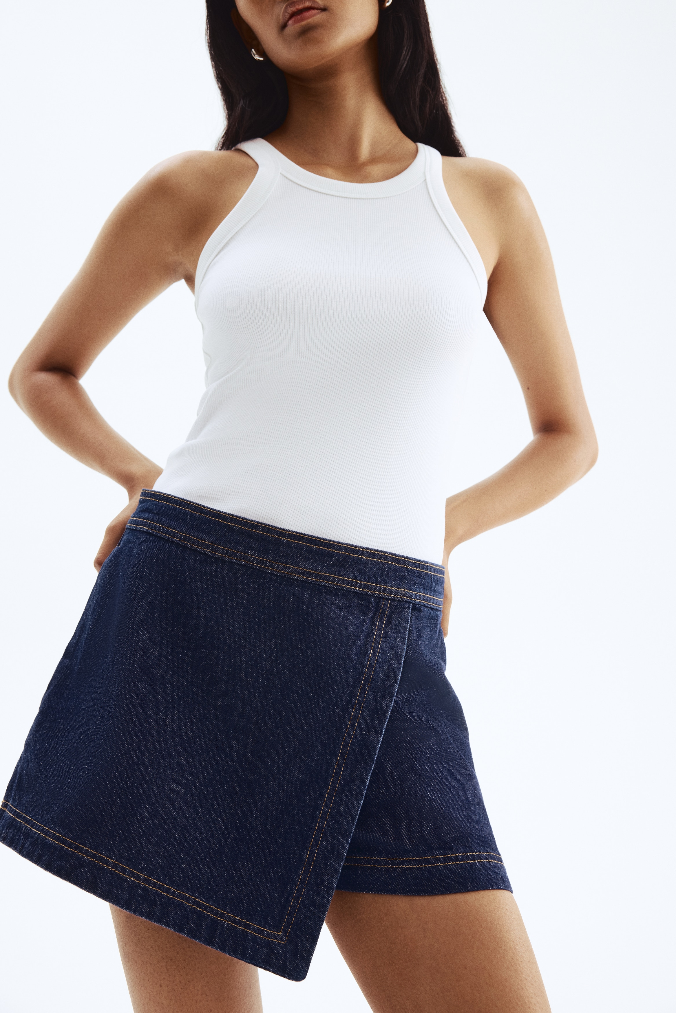 Falda short de denim - Azul denim oscuro/Azul denim