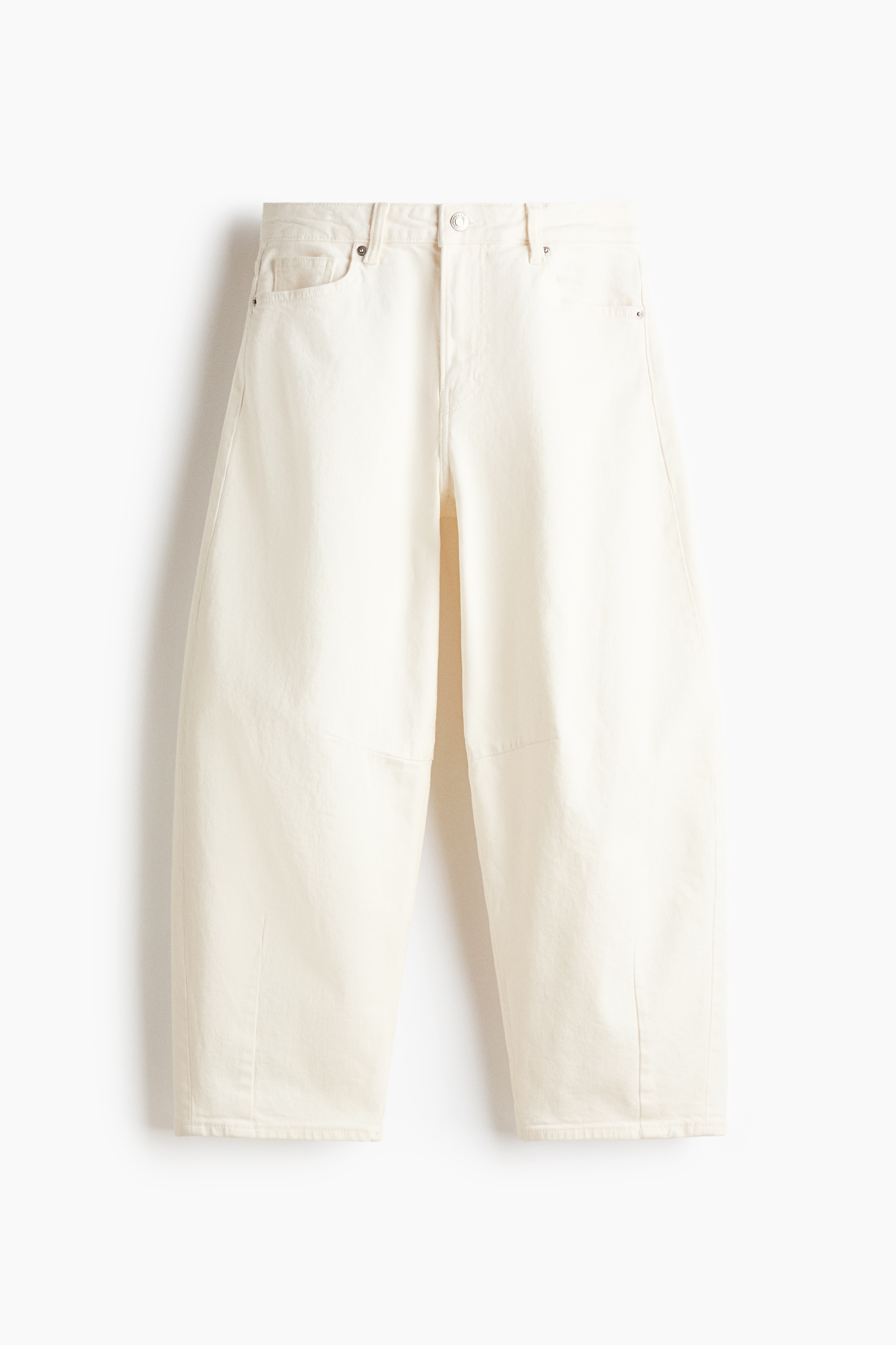 Barrel Leg Regular Waist Jeans - 白色