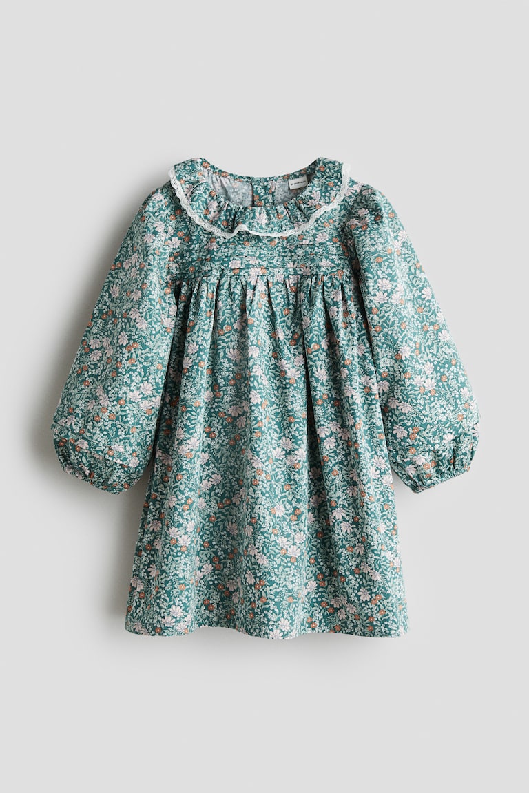 h&m floral green dress Green/floral Floral-Print Cotton for kids corset top
