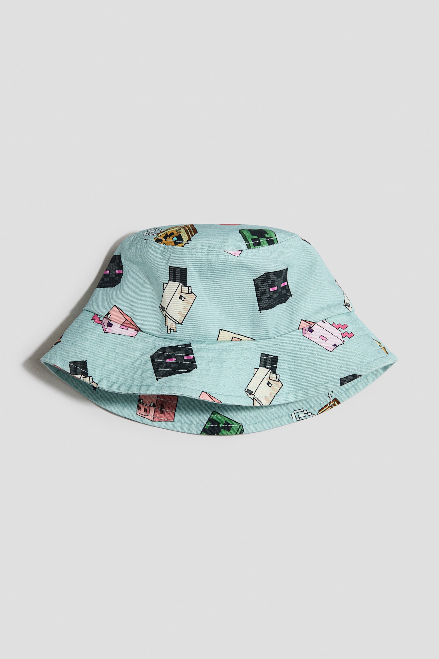 Bedruckter Bucket Hat - Helltürkis/Minecraft