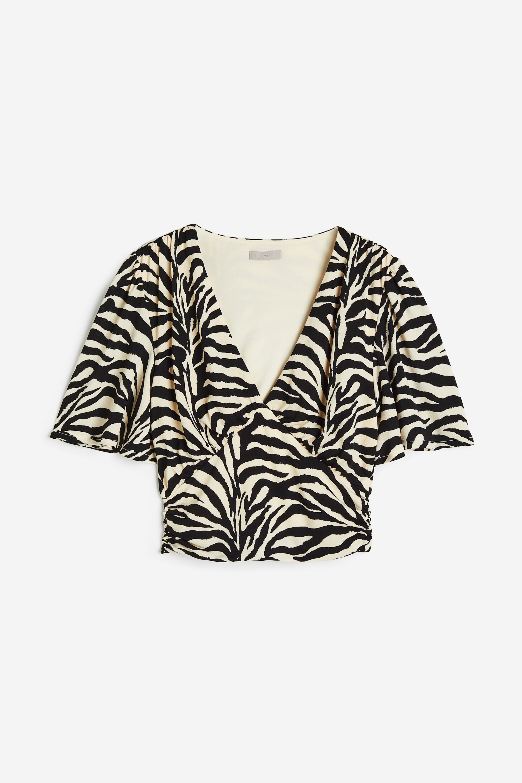 Gathered Cropped Top Black Zebra Print Ladies Handm Gb