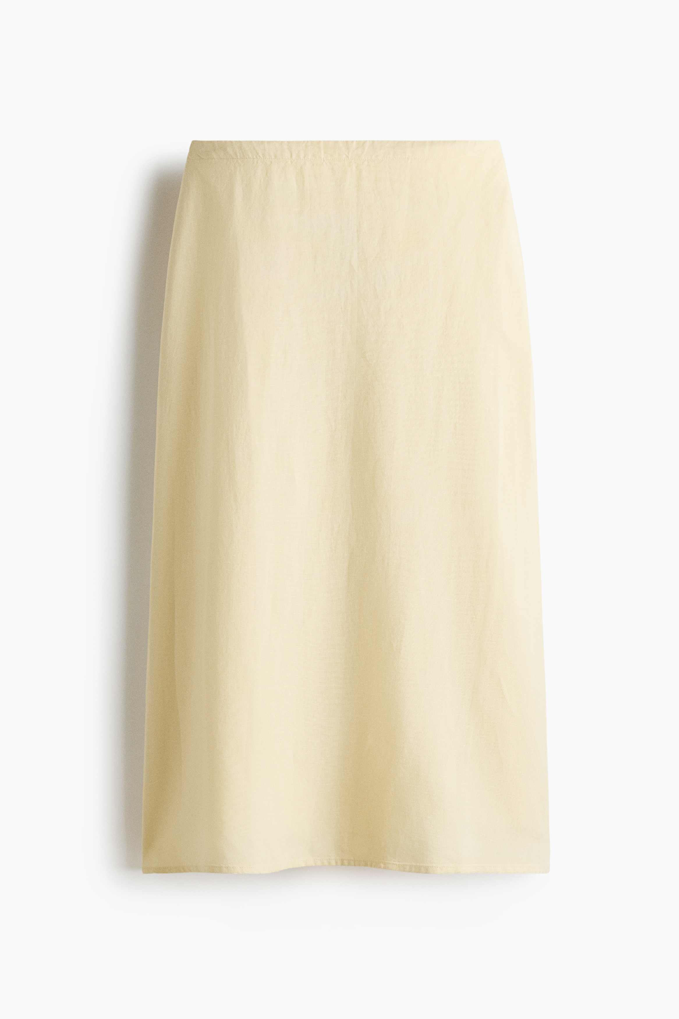Linen-blend midi skirt - Light yellow/Beige