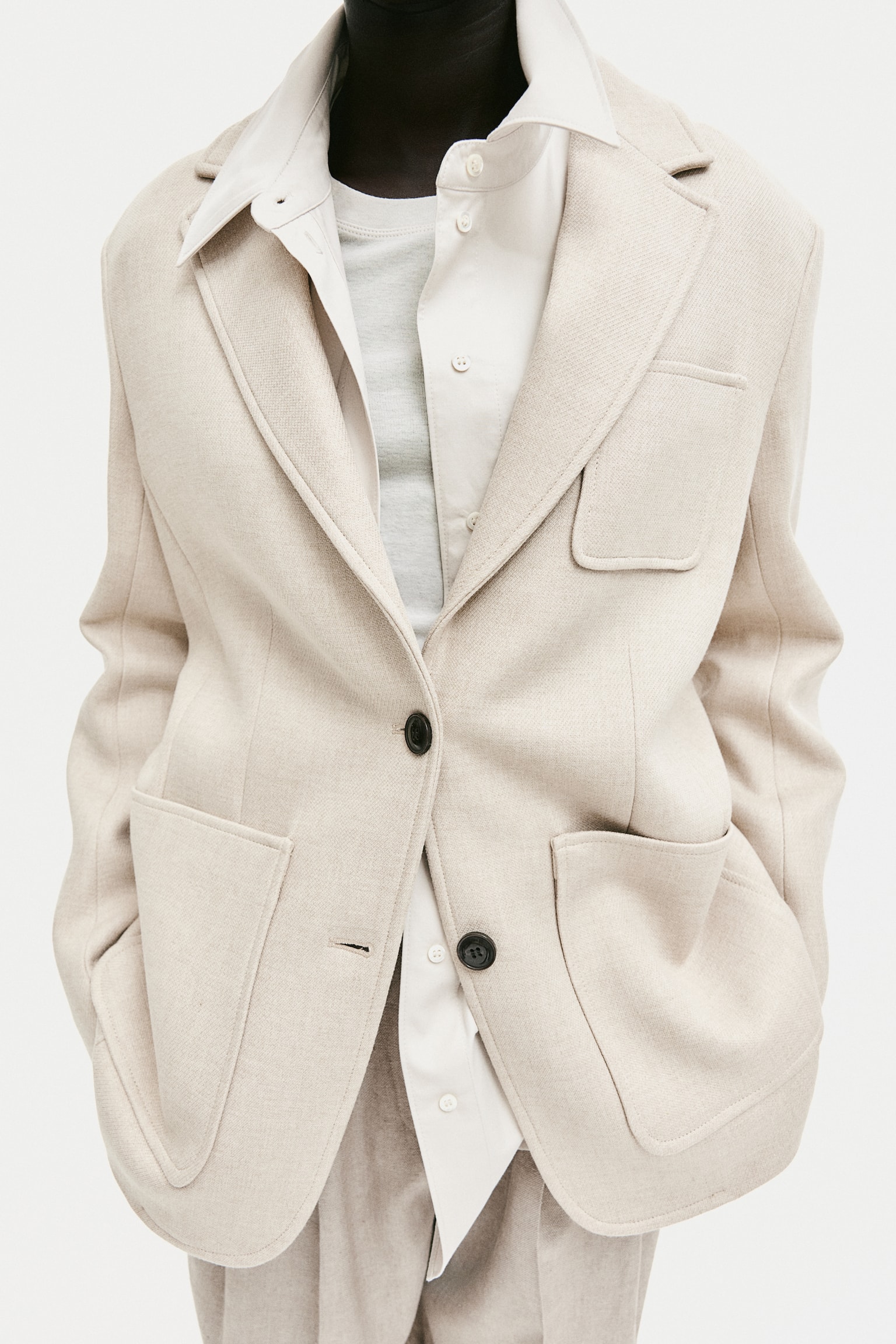 Wool-blend blazer - Light beige - 7