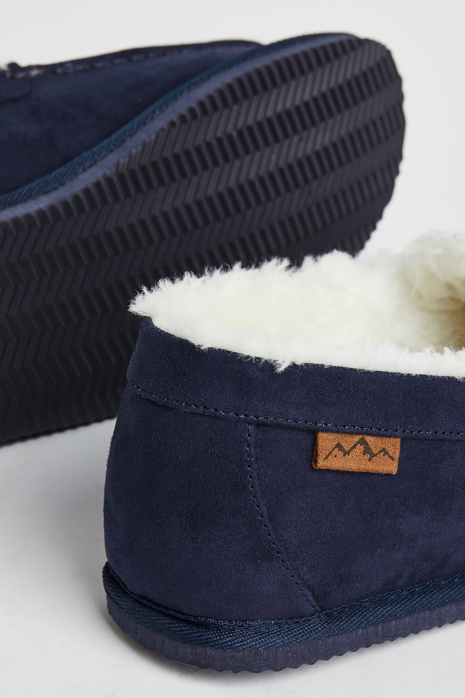 Teddy-lined slippers - Dark blue/Dark grey - 2