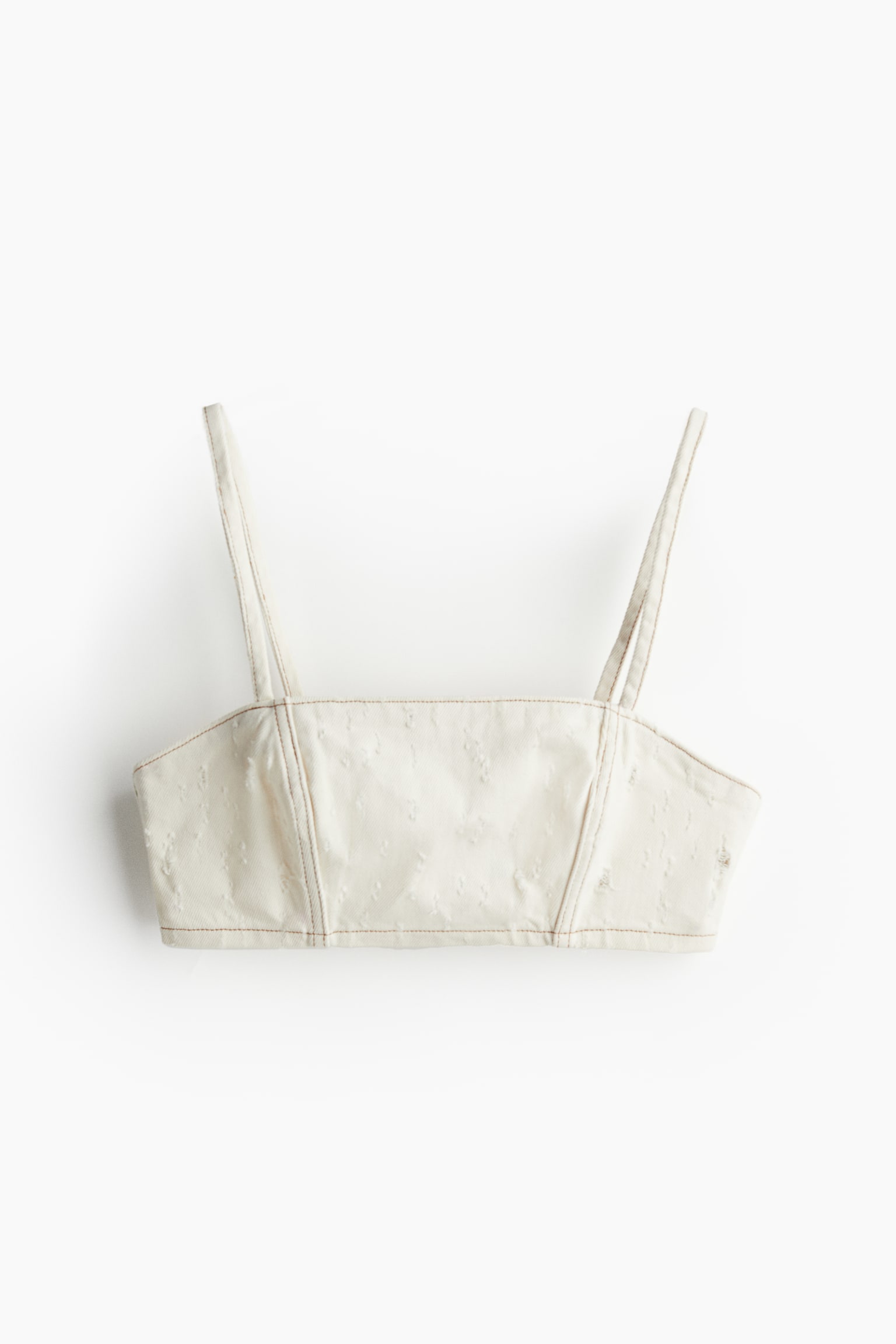 Worn-look twill crop top - Cream - 2