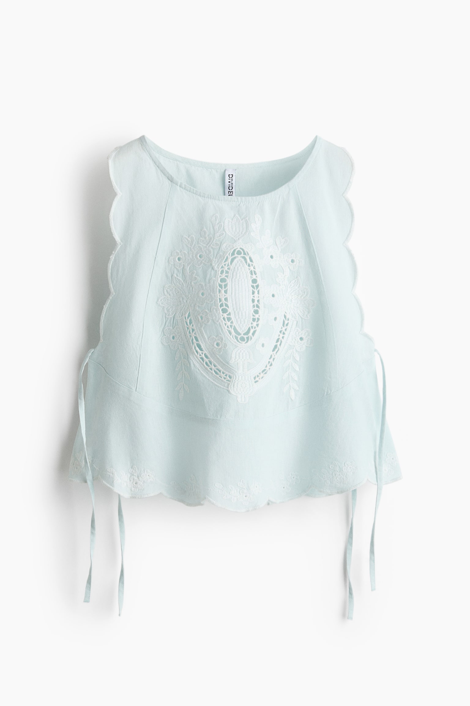 Embroidered Tie-Detail Top - 2