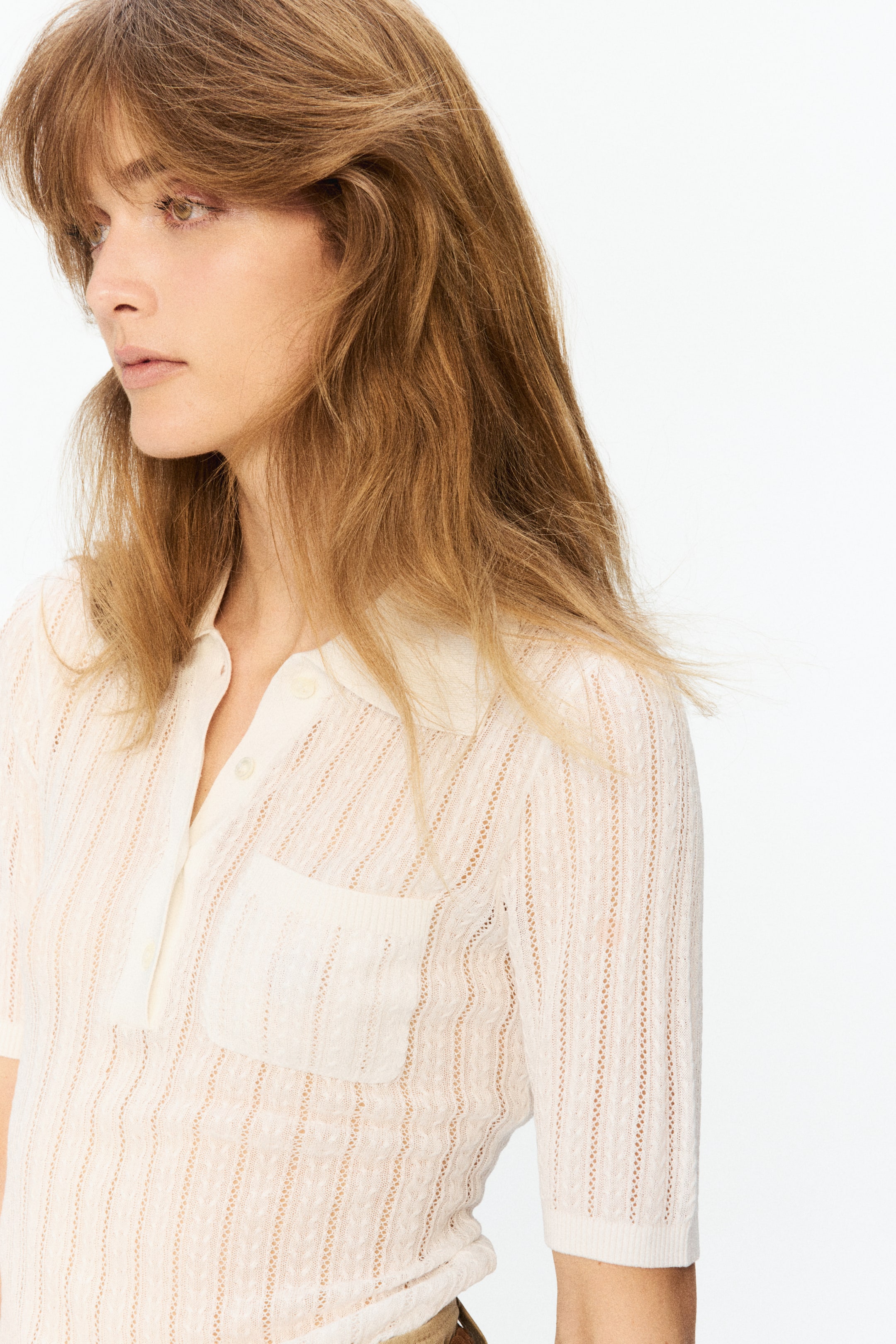 Pointelle-Knit Polo Shirt