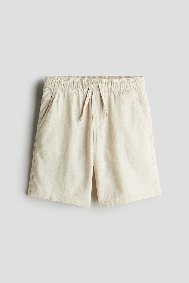 Linen-Blend Shorts - Light beige - 1