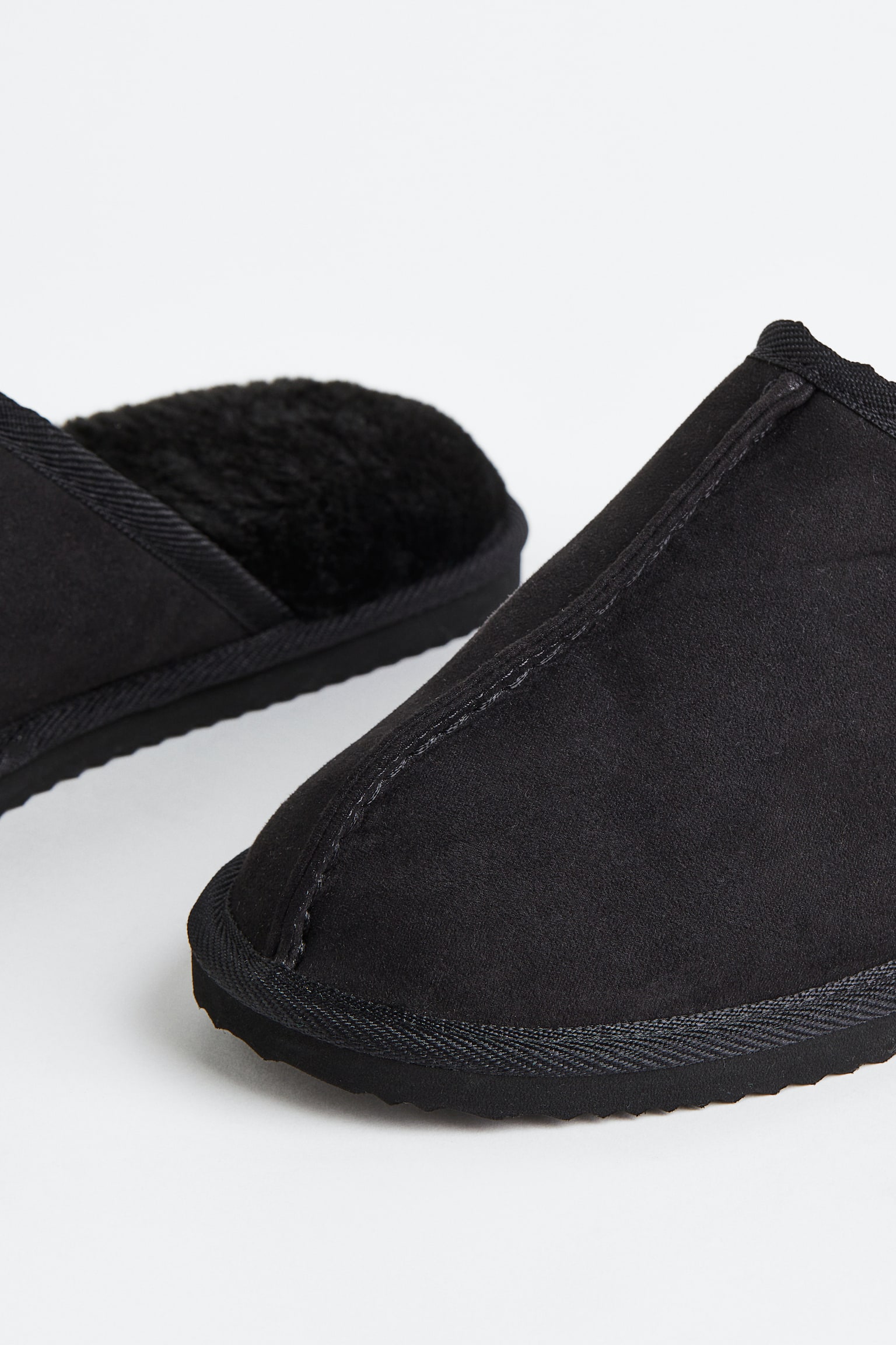 Pile-lined slippers - Black/Dark grey/Greige/Brown - 2