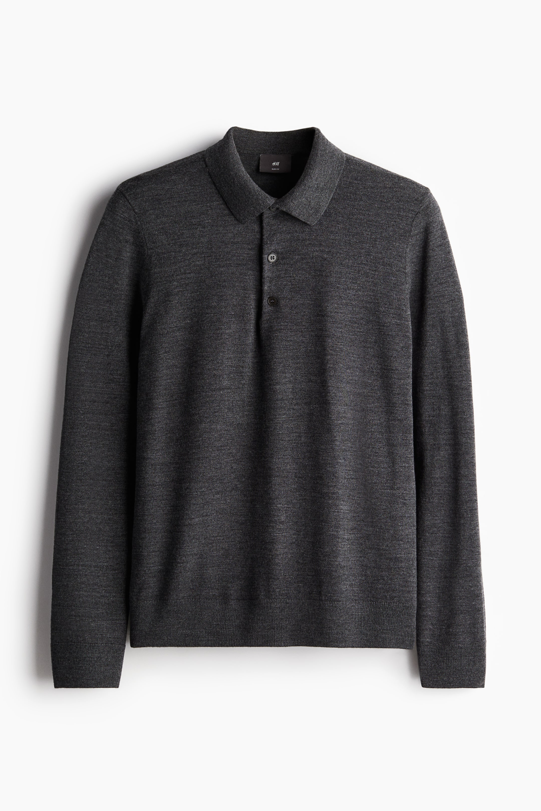 Slim Fit Wool polo shirt - Dark grey - Men | H&M GB 5