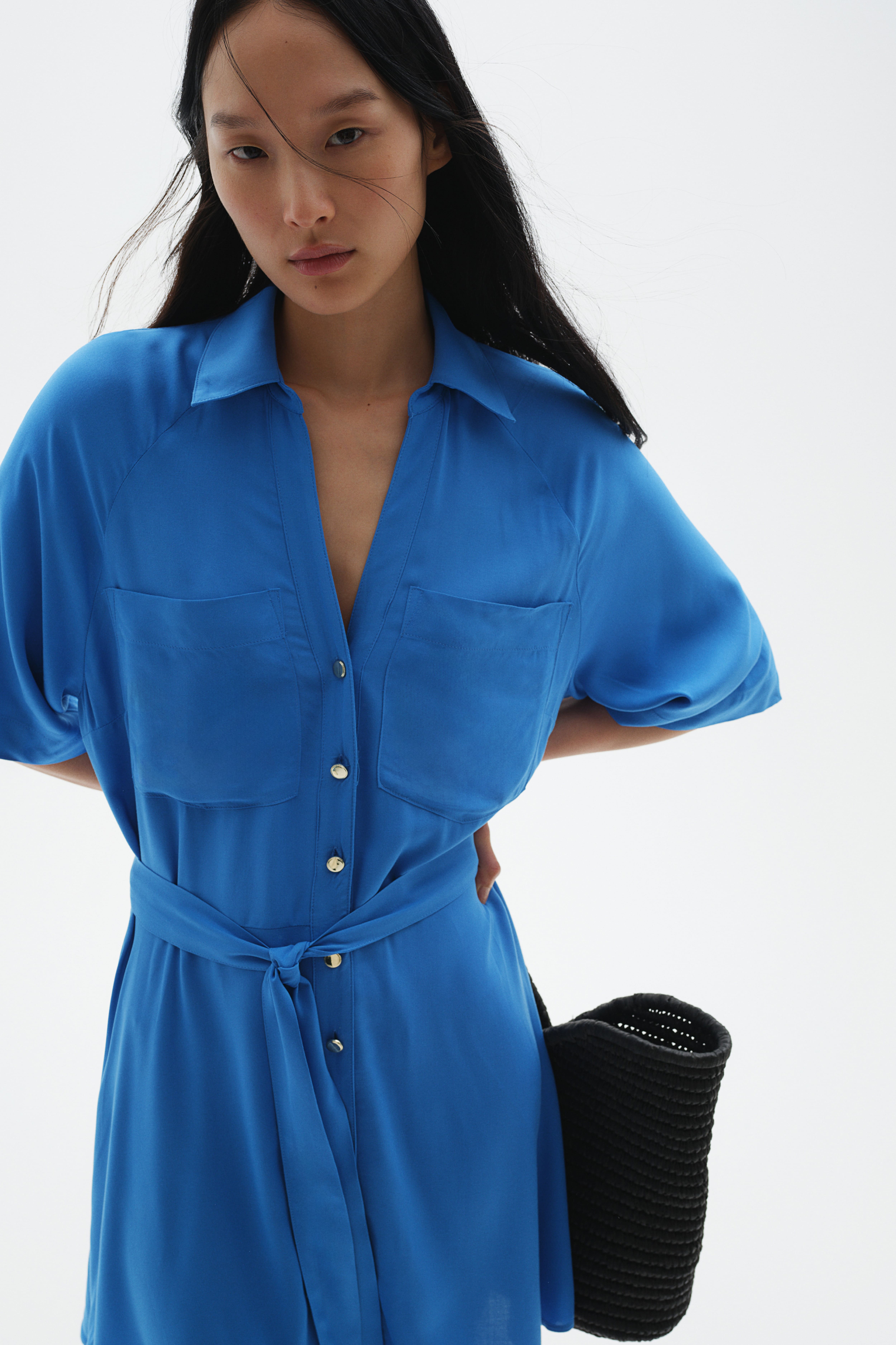 Ladies blue shirt dress online