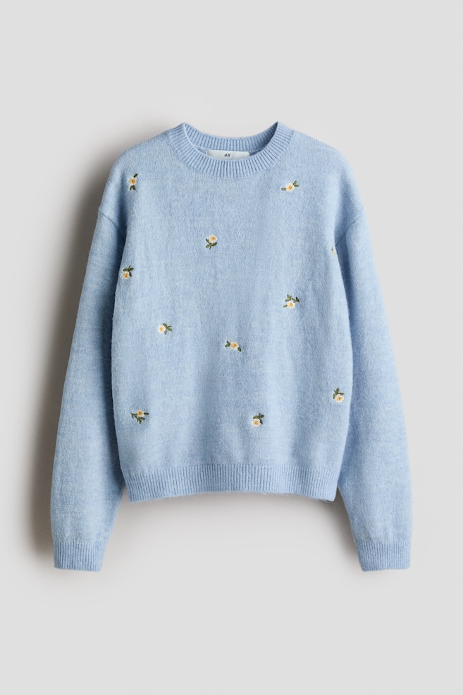 Pullover - Hellblau/Geblümt/Schwarz/Herzen/Hellbeige/Schwarz gestreift/Weiß/Blumen/Hellrosa/Herzen - 1