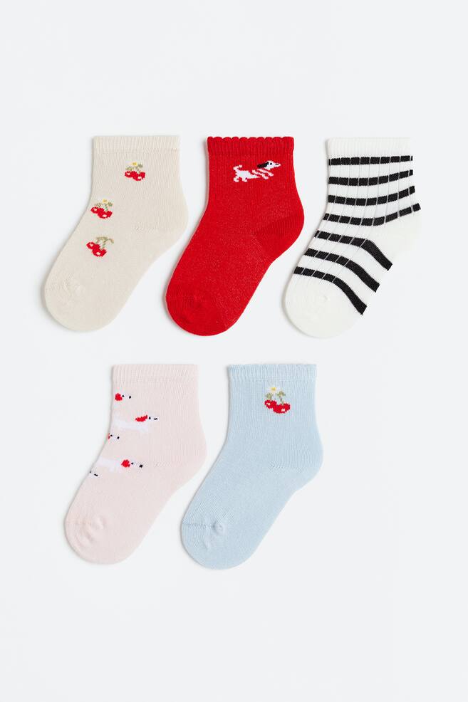 5-pack socks - Red/Dog/Old rose/Cat/Light grey marl/Animals/Sage green/Bears