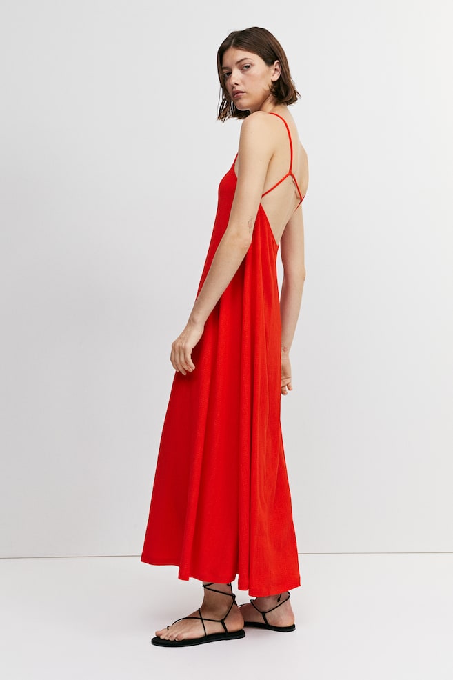 Textured strappy dress - Red/Black/Striped/Black - 5