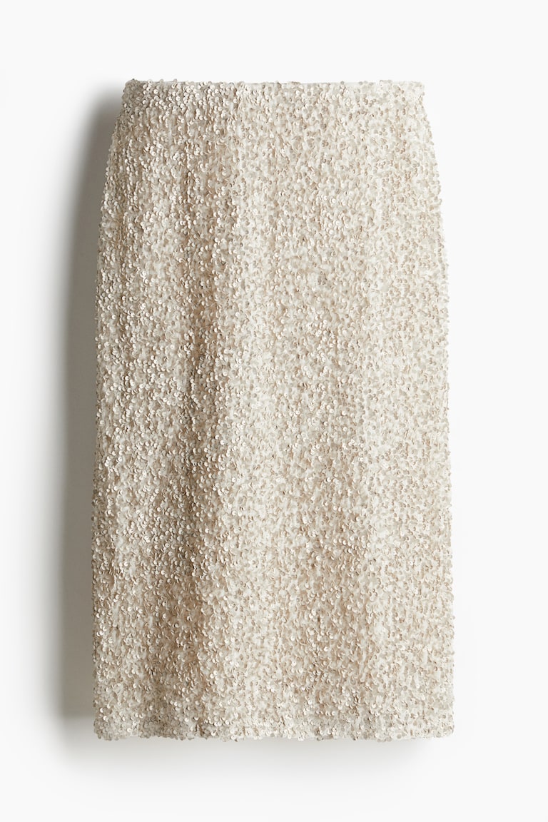 Sequined Pencil Skirt Light beige Ladies H&M US