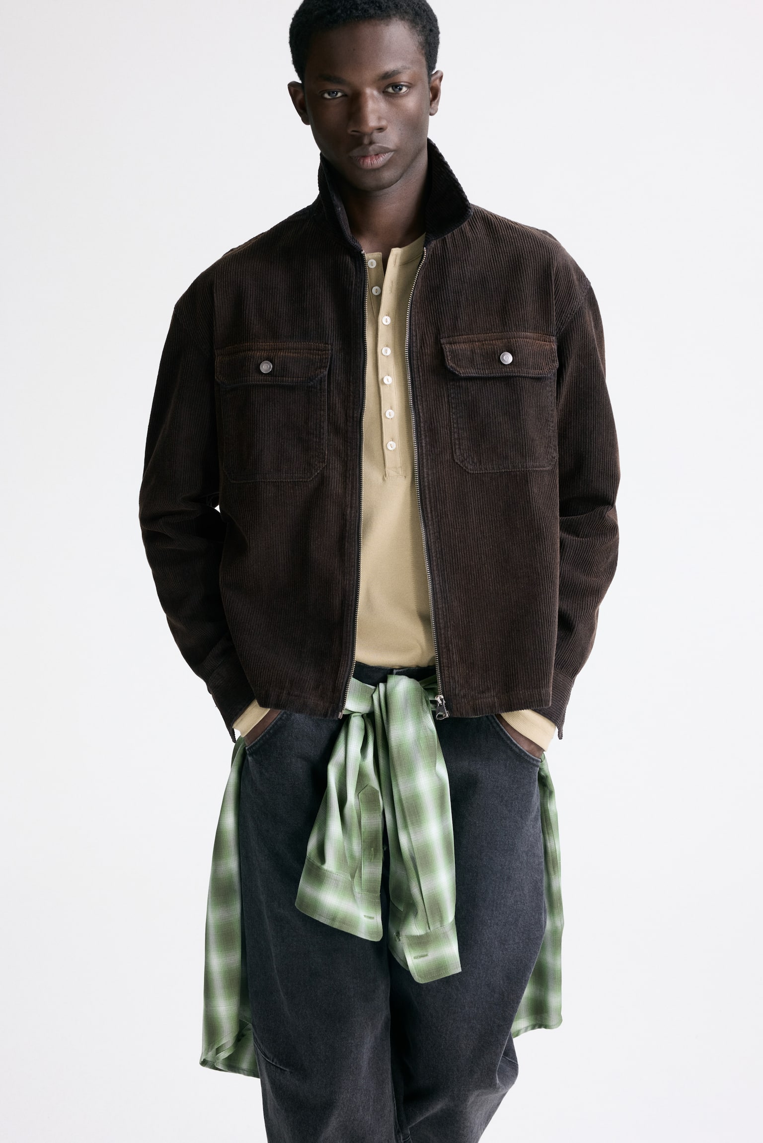Corduroy Overshirt - Dark brown/Dusty green - 5