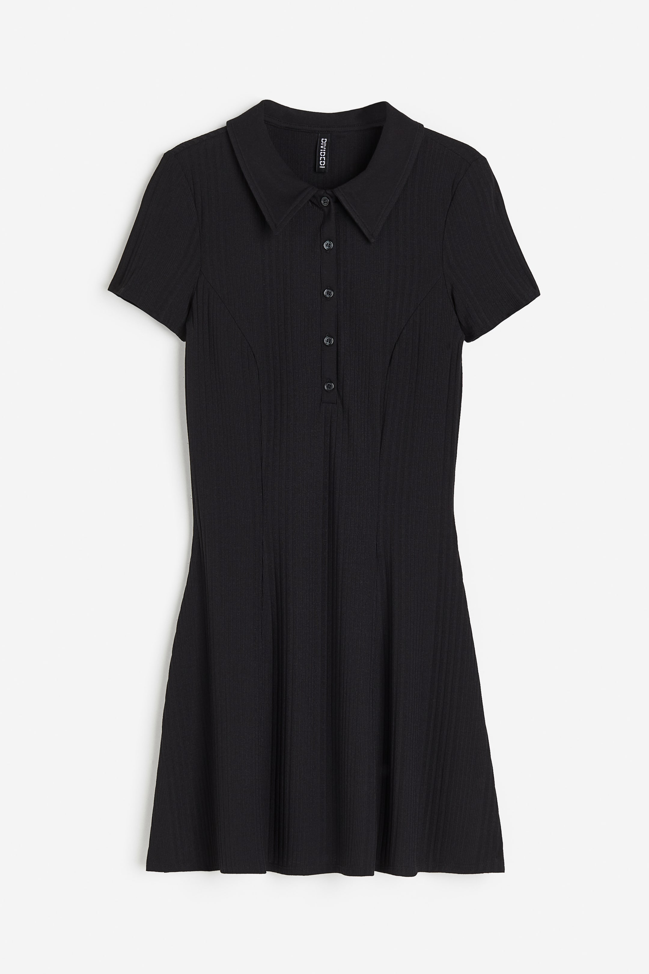 h&m collared ribbed dress Women's Black Ribbed collared dress