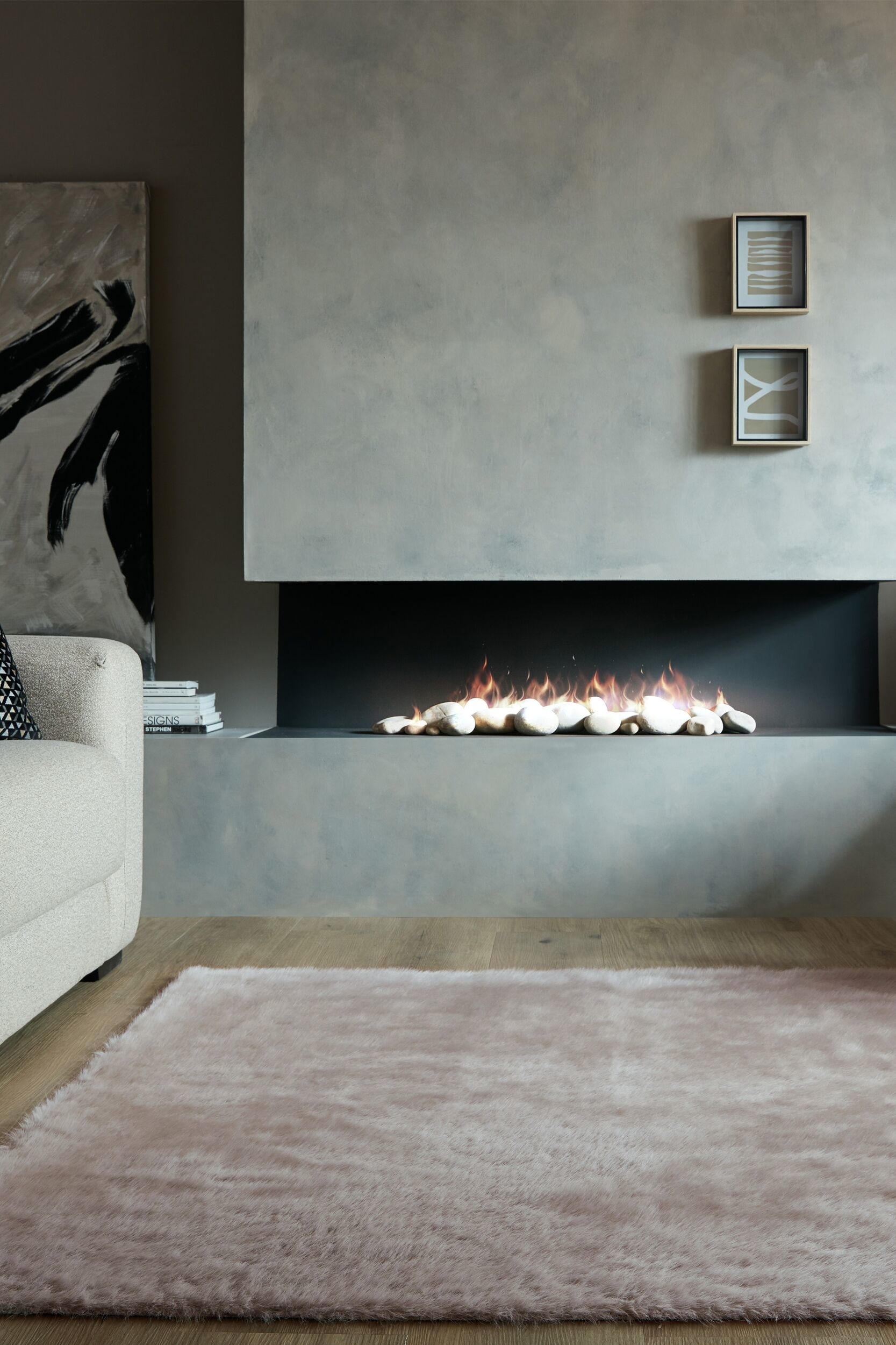 Alpine Washable Faux Fur Rug -  pehmeä Harmaa