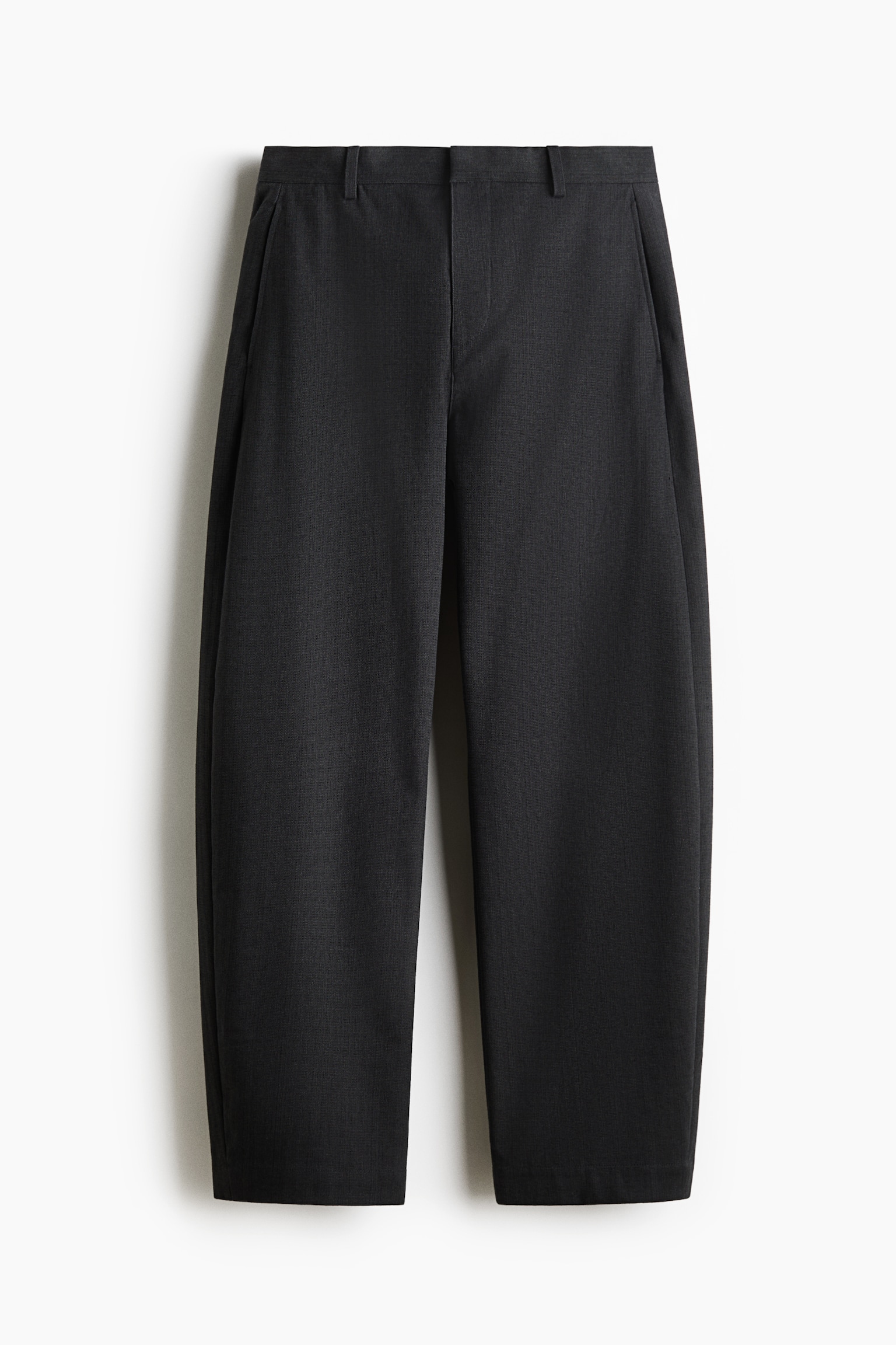 Мужские брюки H&M Loose-Fit Tailored Barrel-Leg, цвет: Тёмный серый — фото 1