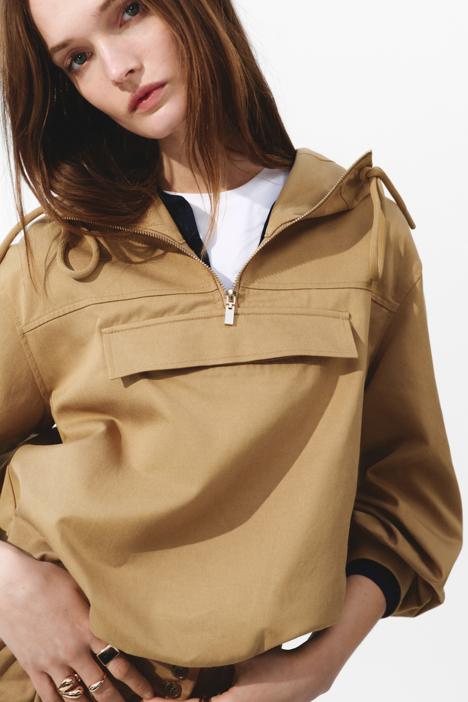 Twill popover jacket - Dark beige - 3