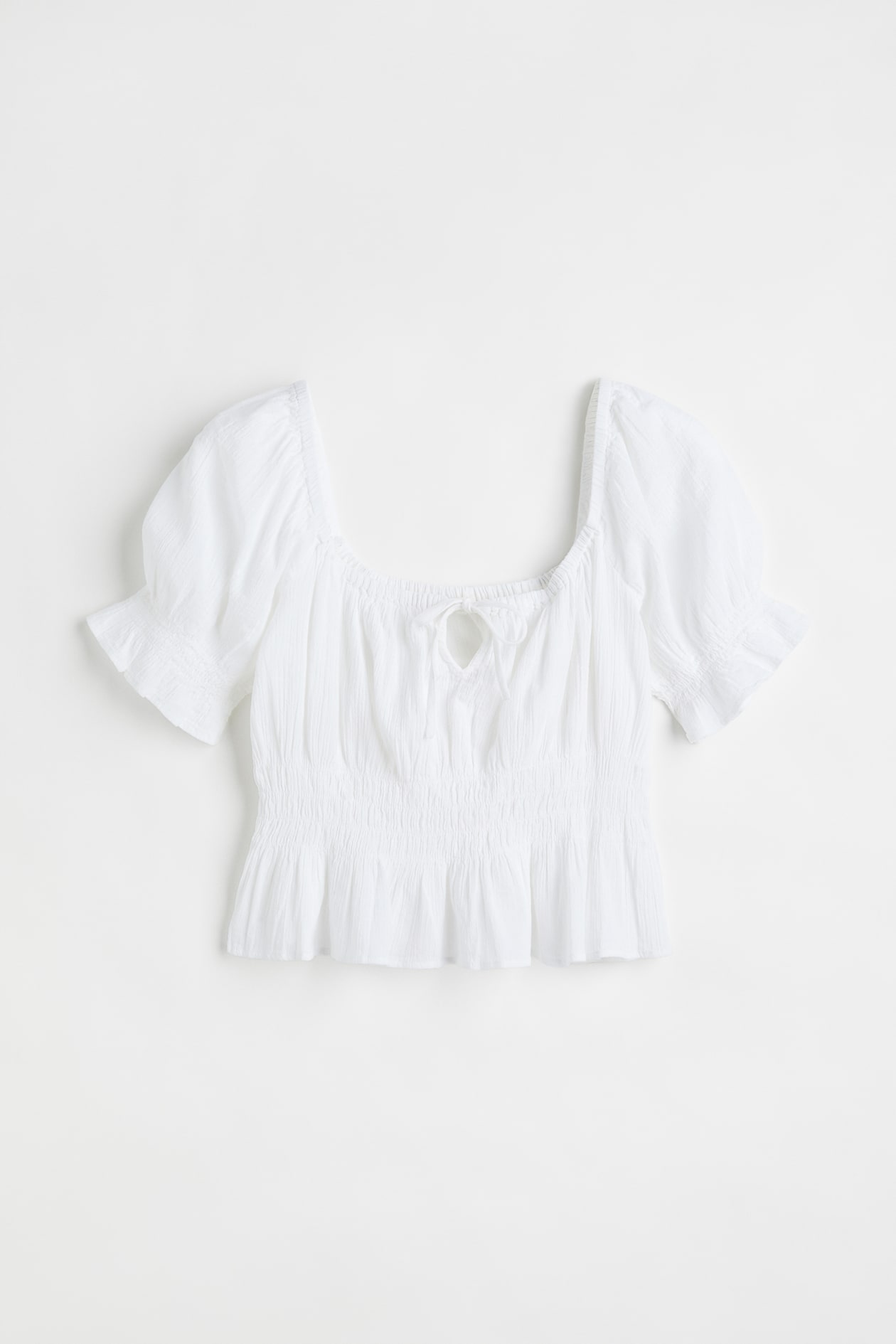 H&M+ Puff-sleeved peplum blouse - Square neckline - Short sleeve ...