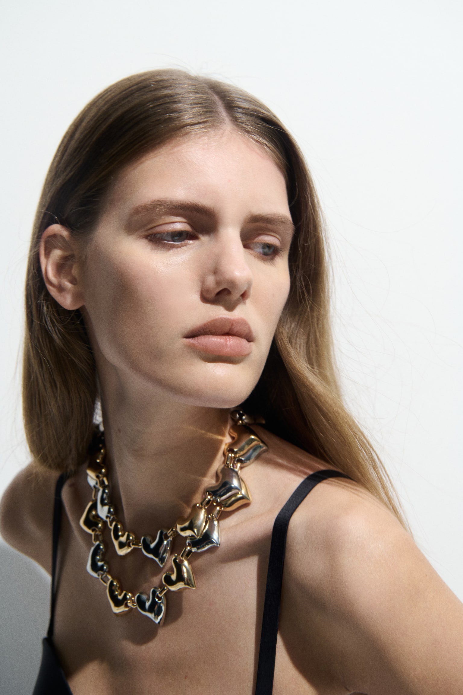 Collier chaîne avec maillons cœurs - Doré/argenté - 5