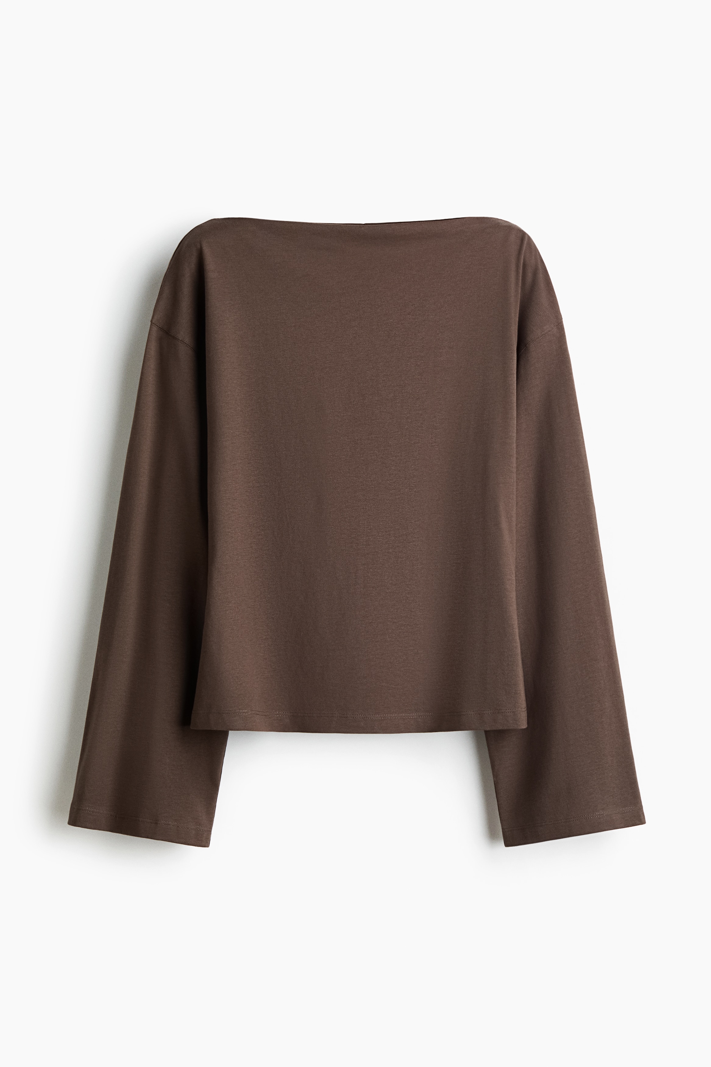 Top in cotone con scollo a barca - Marrone scuro/Rosa/Beige chiaro