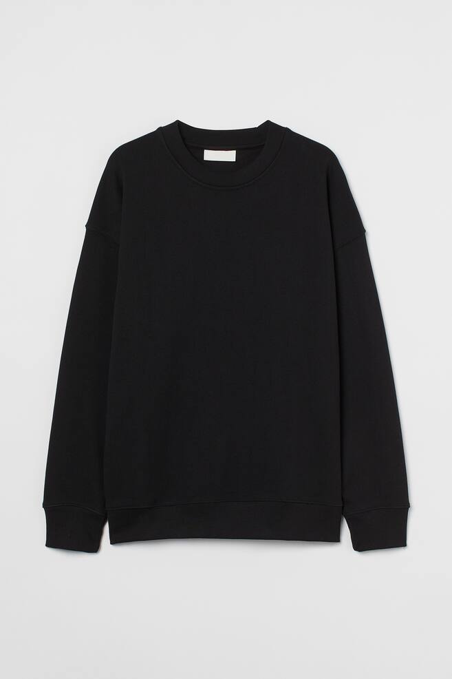 Oversized Fit Cotton sweatshirt - Sort/Creme/Stålgrå - 1