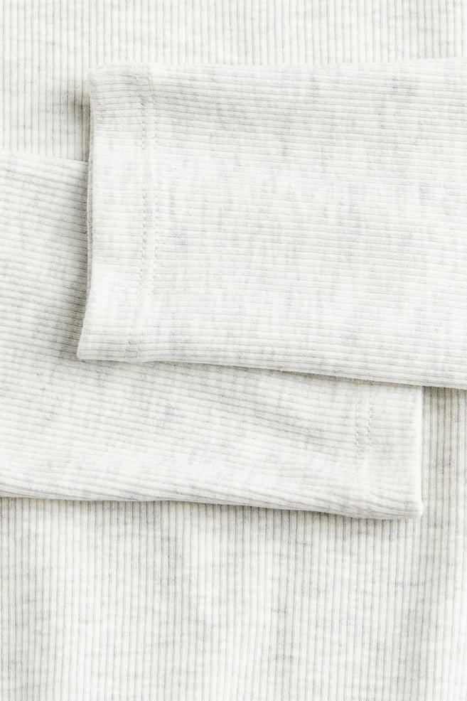 Top en coton côtelé - Gris clair chiné/Blanc/Noir/Blanc/rayures noires/dc - 4