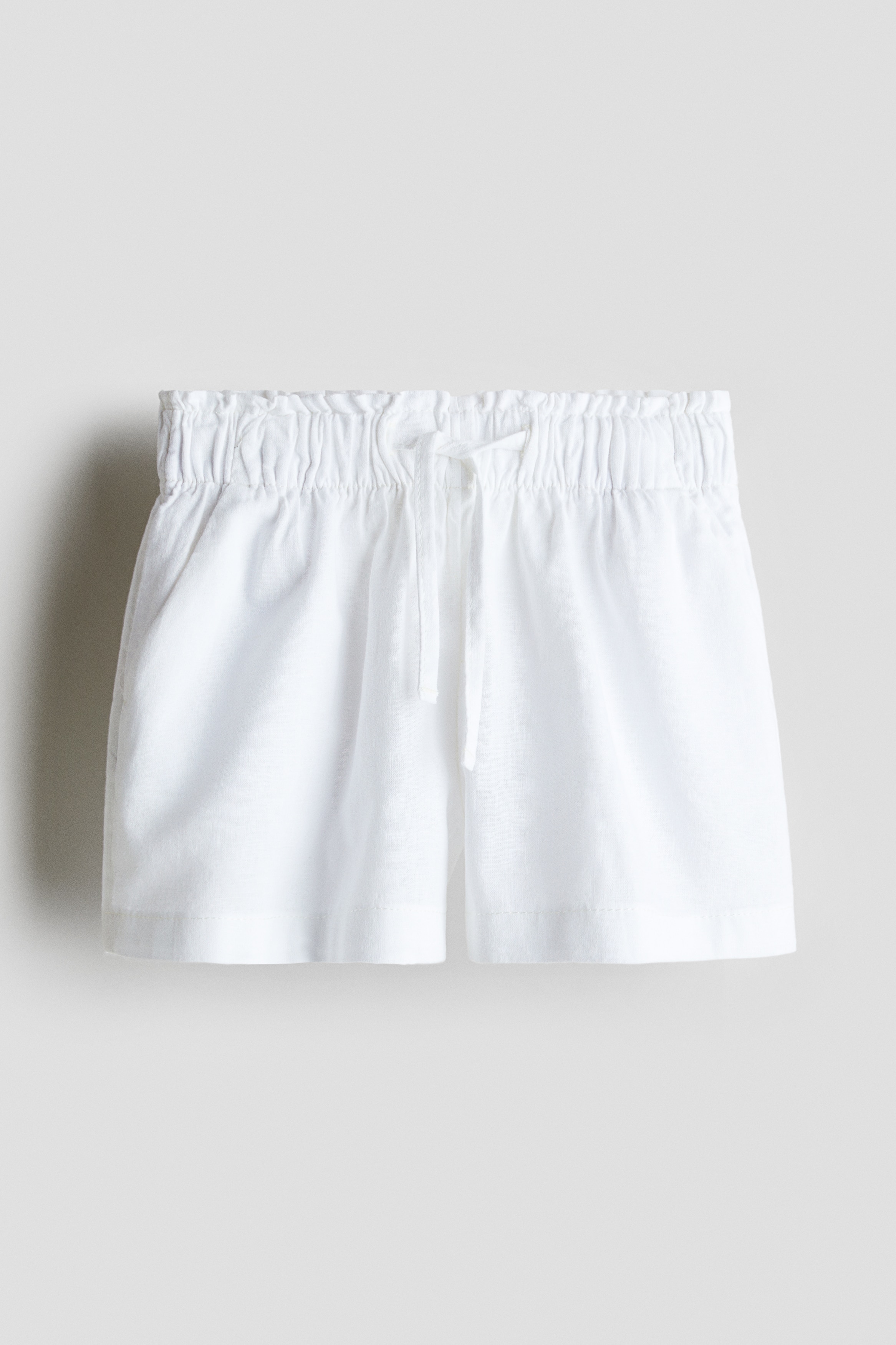 Linen-blend Shorts - White/Peach pink/suns/Pink