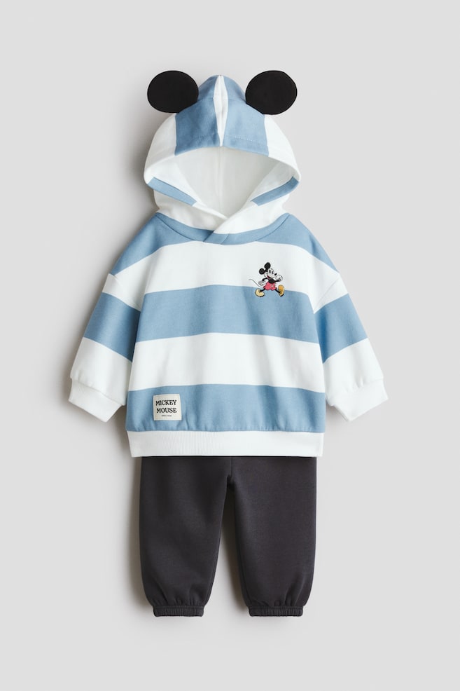 2-Piece Hoodie and Joggers Set - Light blue/Mickey Mouse/Navy blue/Snoopy - 1